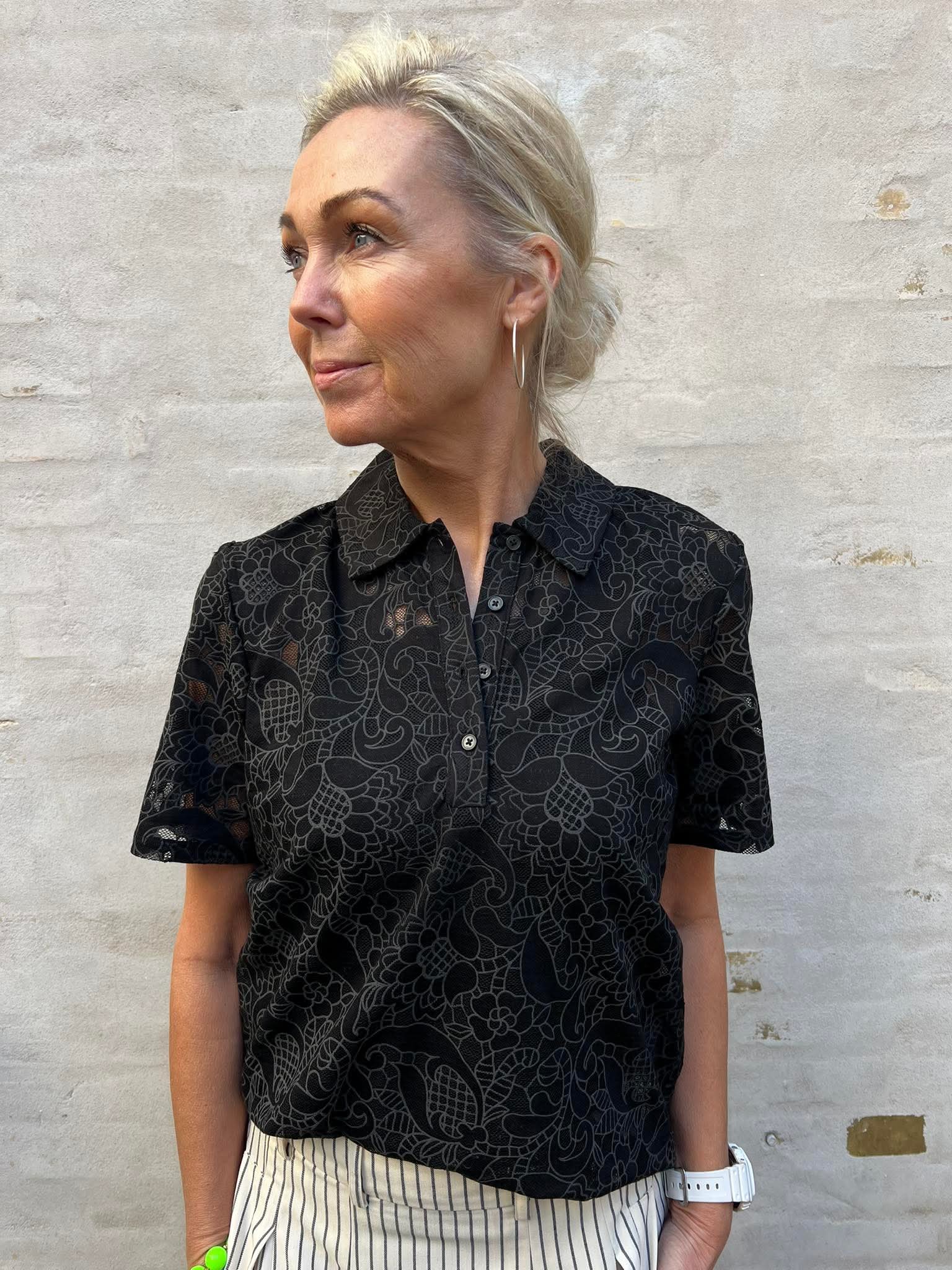 BIANCA POLO TOP - Svart