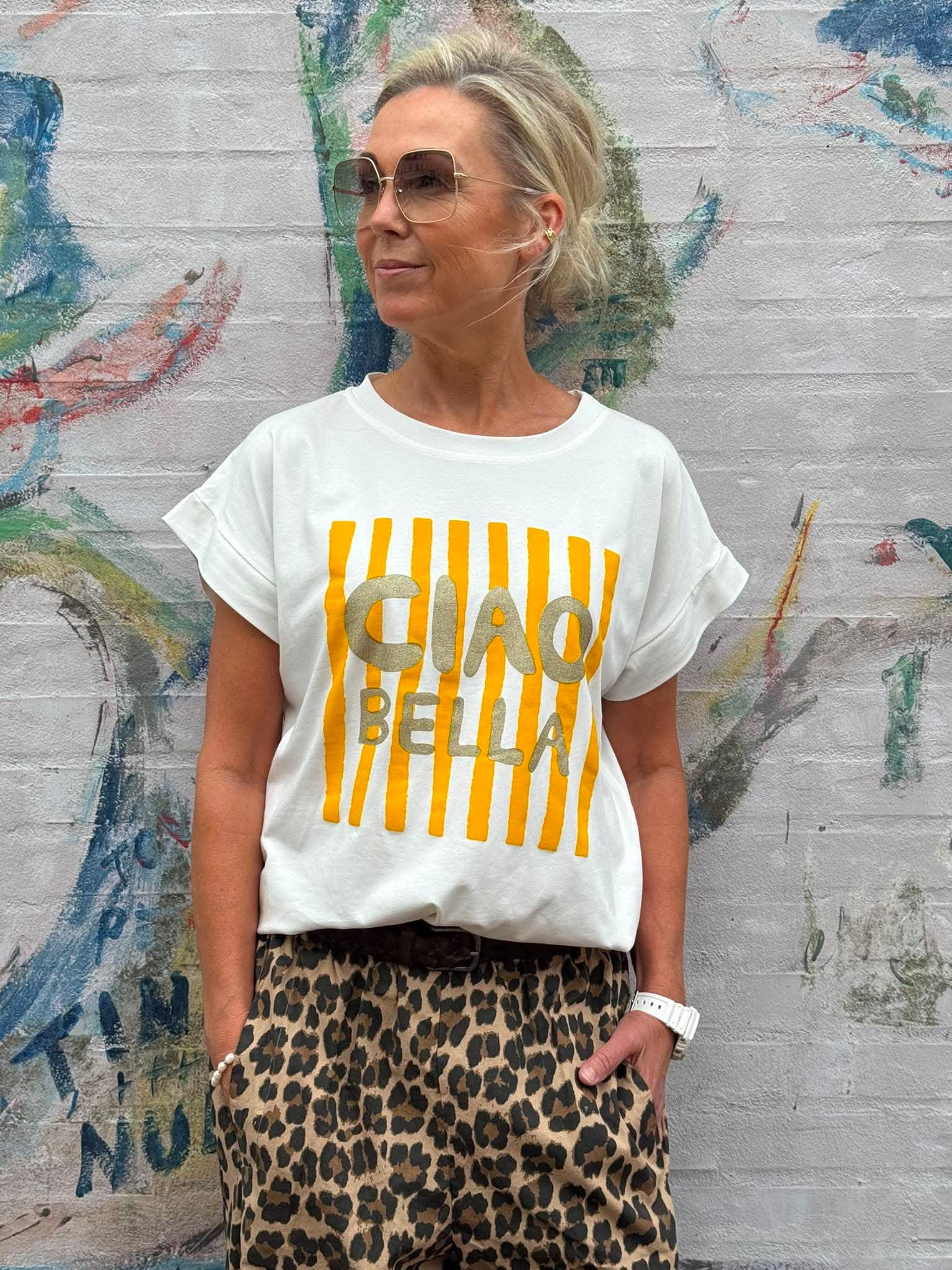 Ciao Bella T-shirt - White/Yellow
