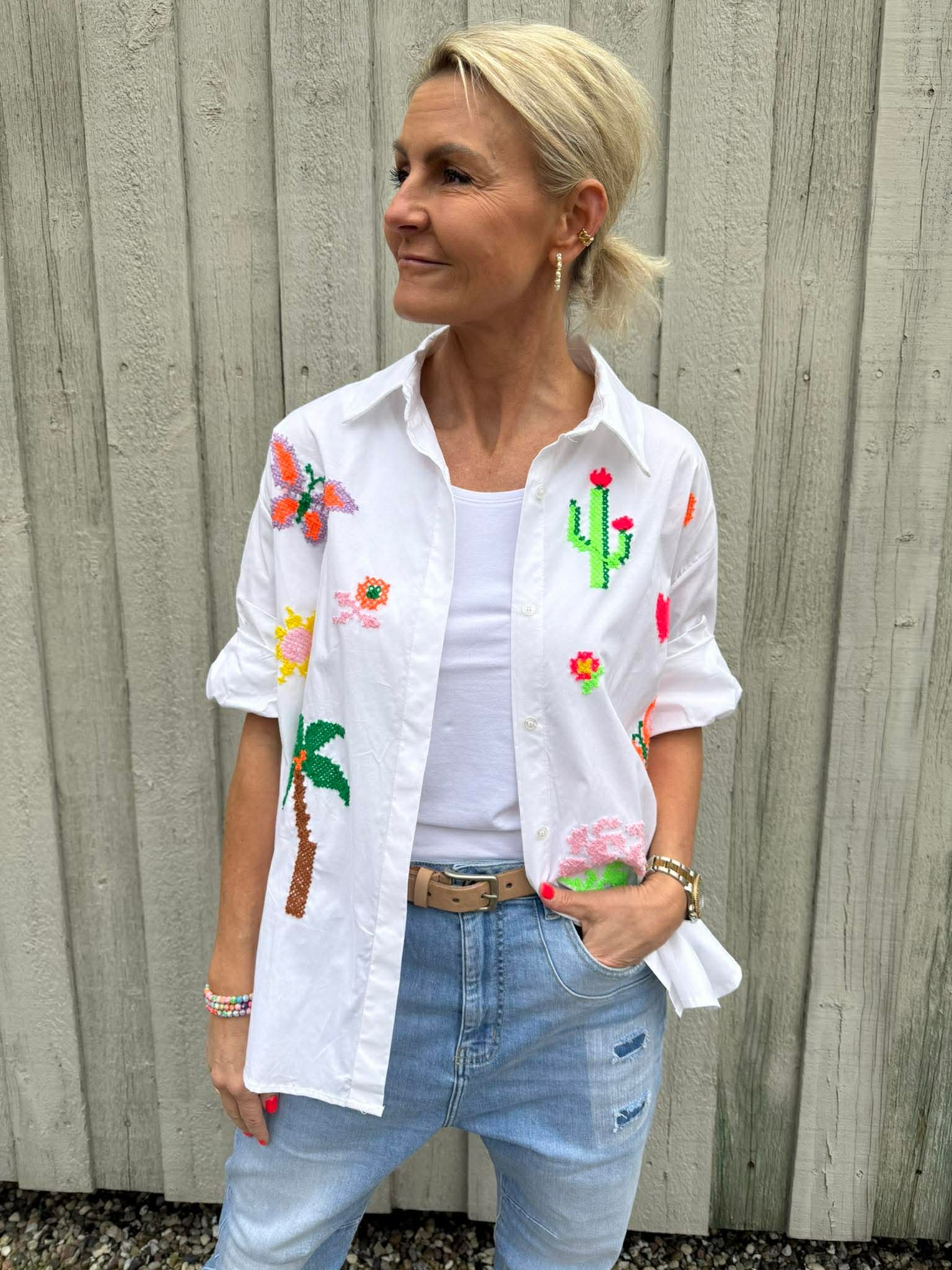 Palmskjorta - White Palm Light