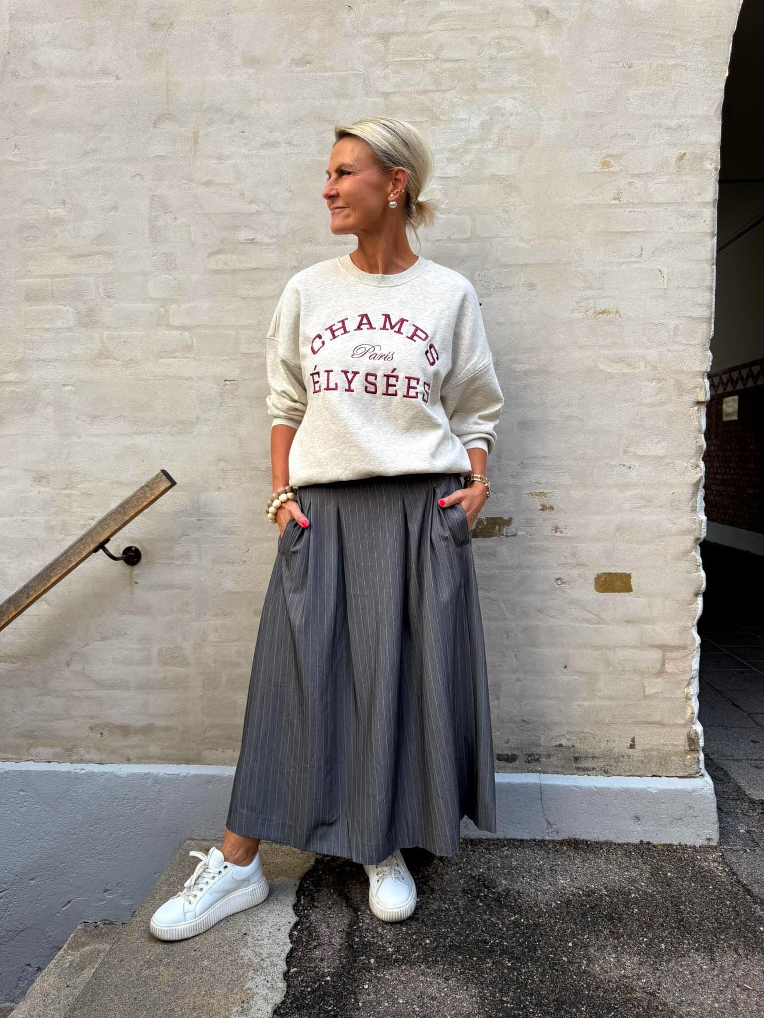 MESA L/S O-NK EMB SWEAT - Oatmeal CHAMPS CABERNET