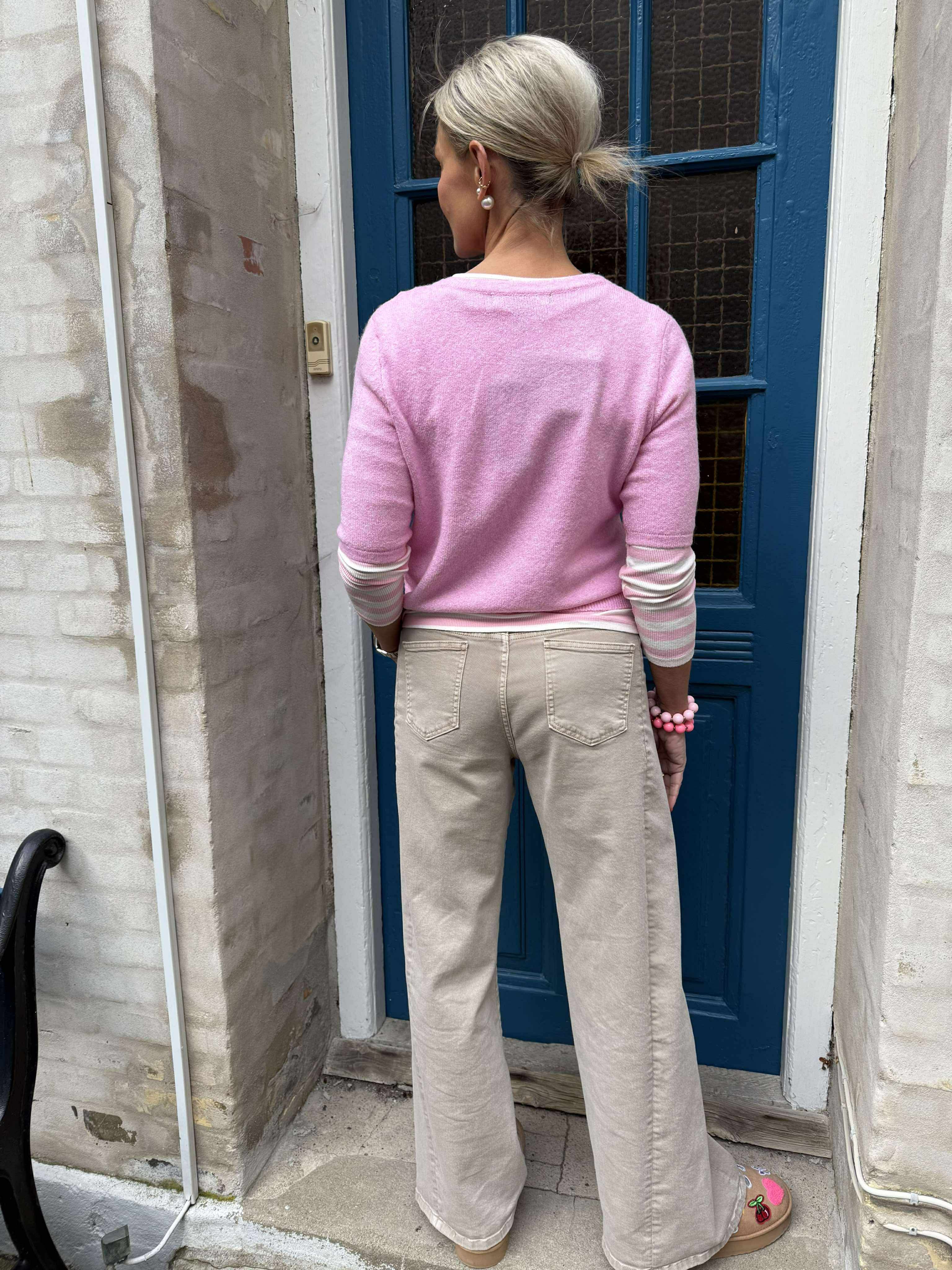 DOFFY 2/4 O-HALS KNAPP KOFTA - Bonbon MELANGE