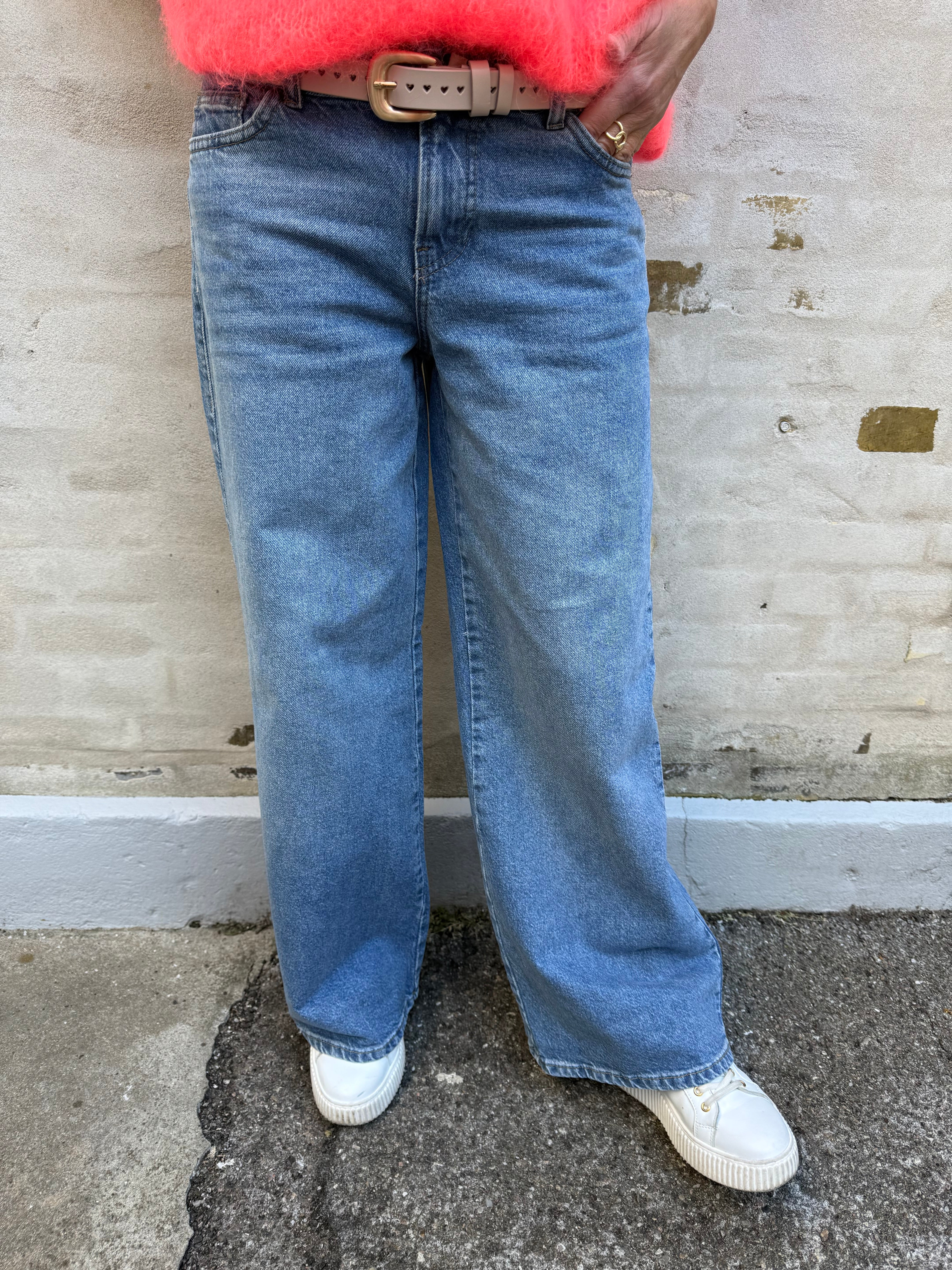 Selma vida jeans med låg midja - Medium Blue Denim