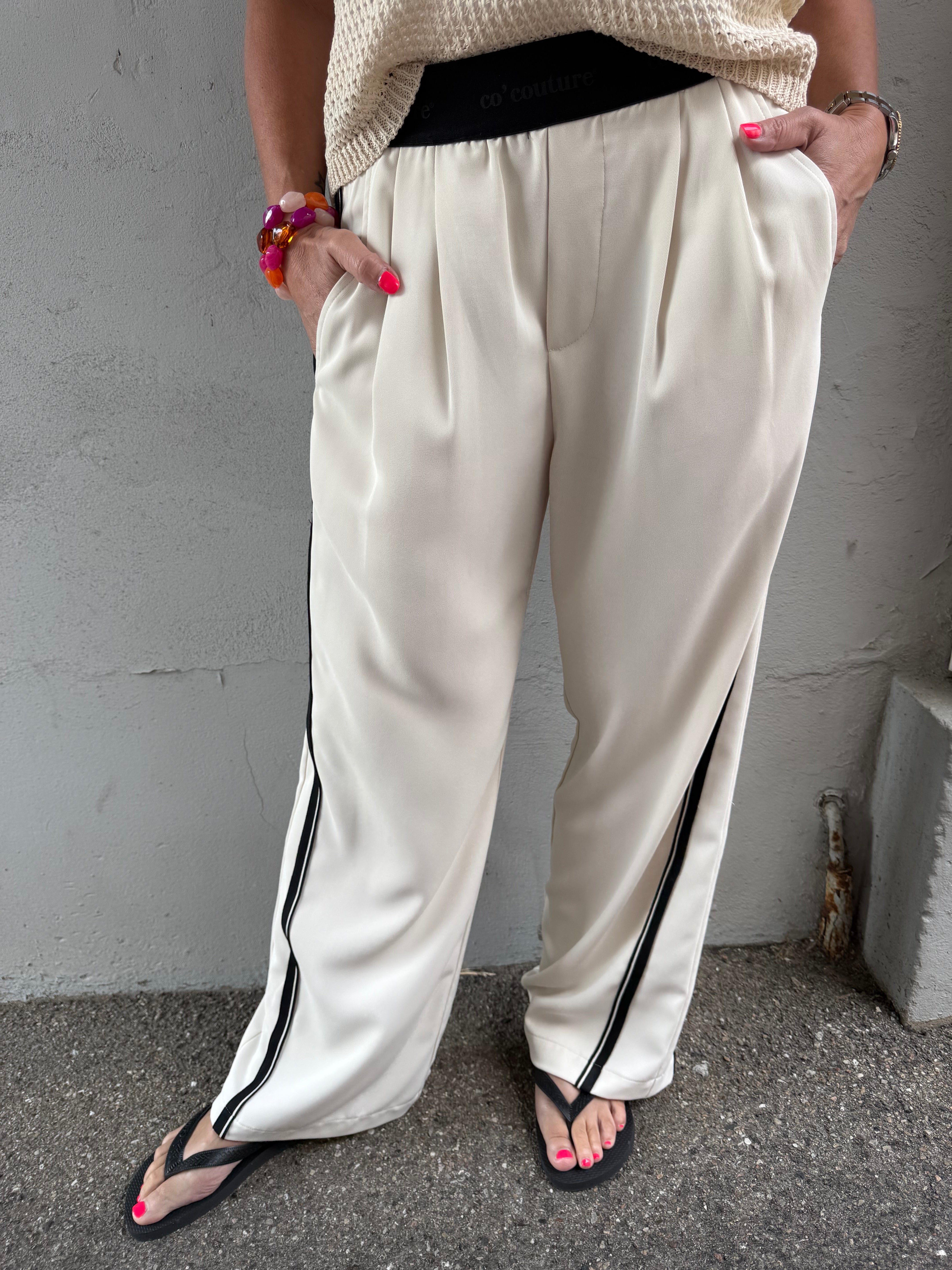 AminaCC Split Panel Pants - Bone