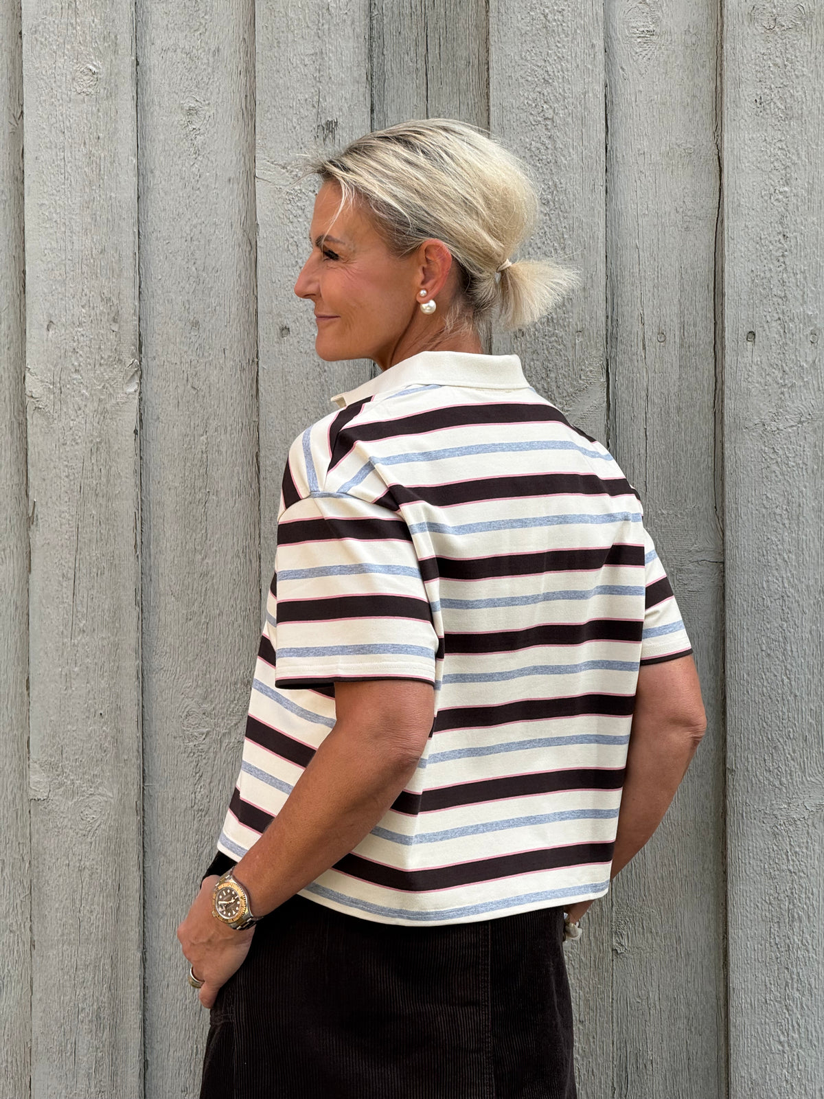 Vennera Triple Stripe Polo Tee - Grey
