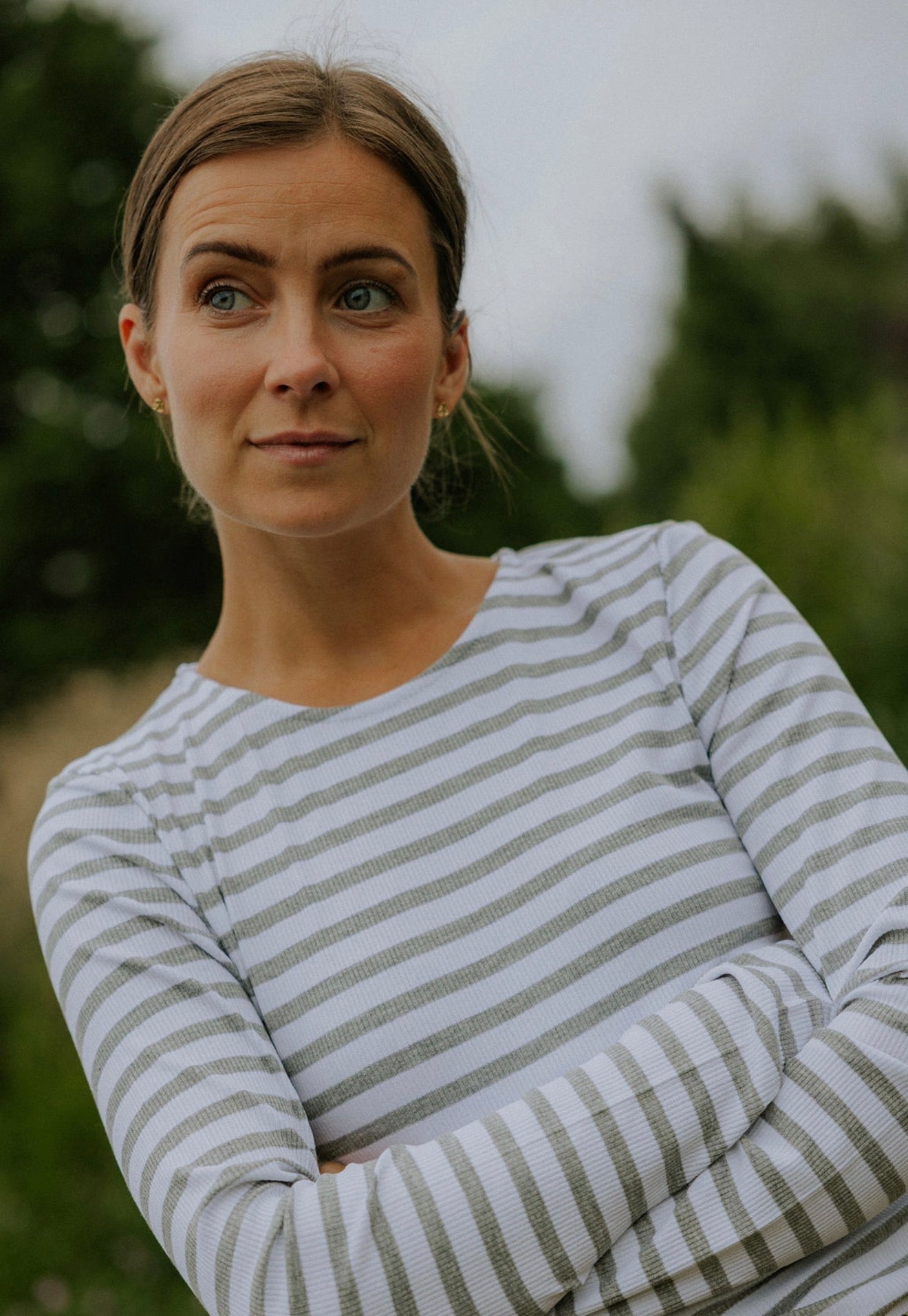 Everyday Stripes LS Blouse - Light Grey/White
