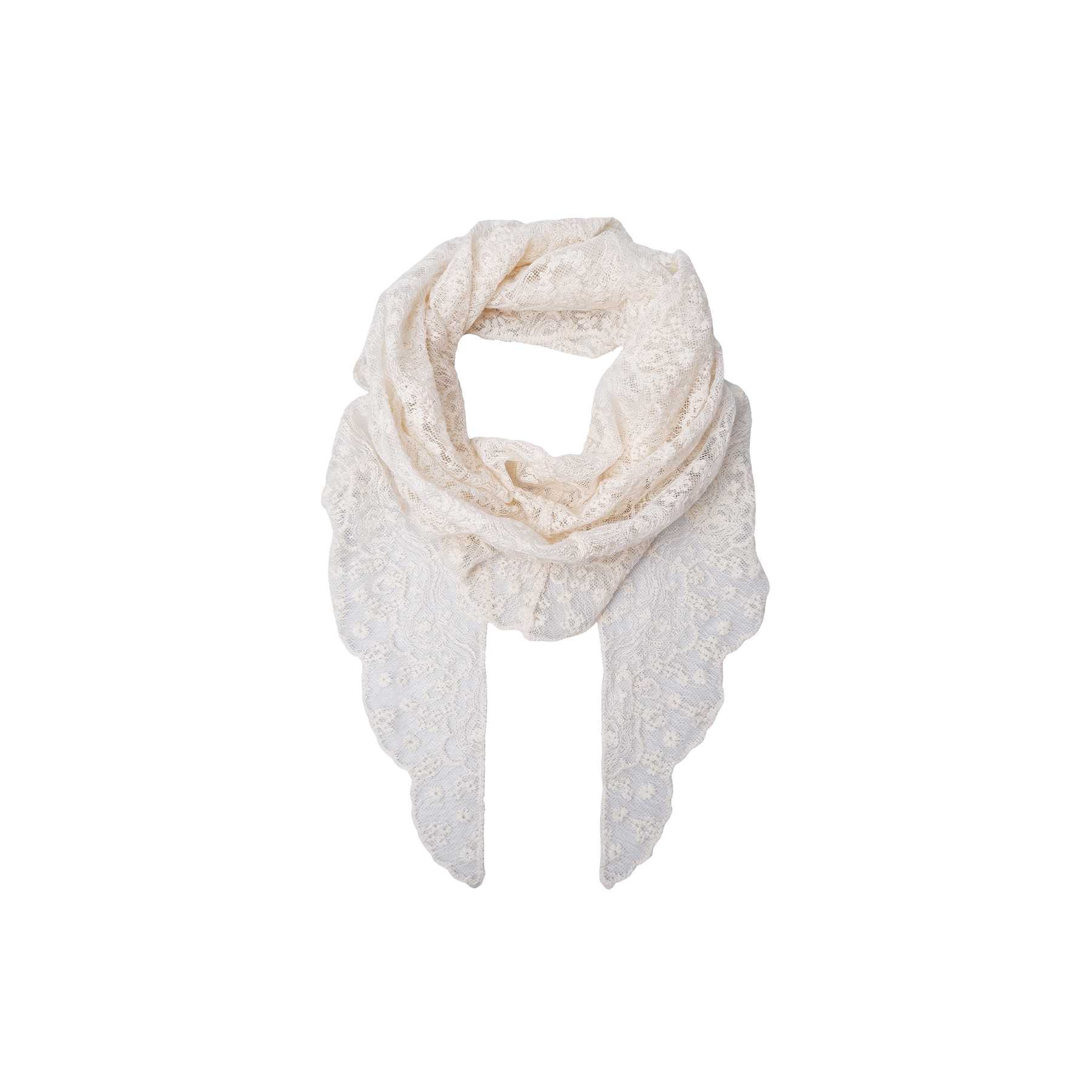 FARIANNA triangelscarf i spets - Off White