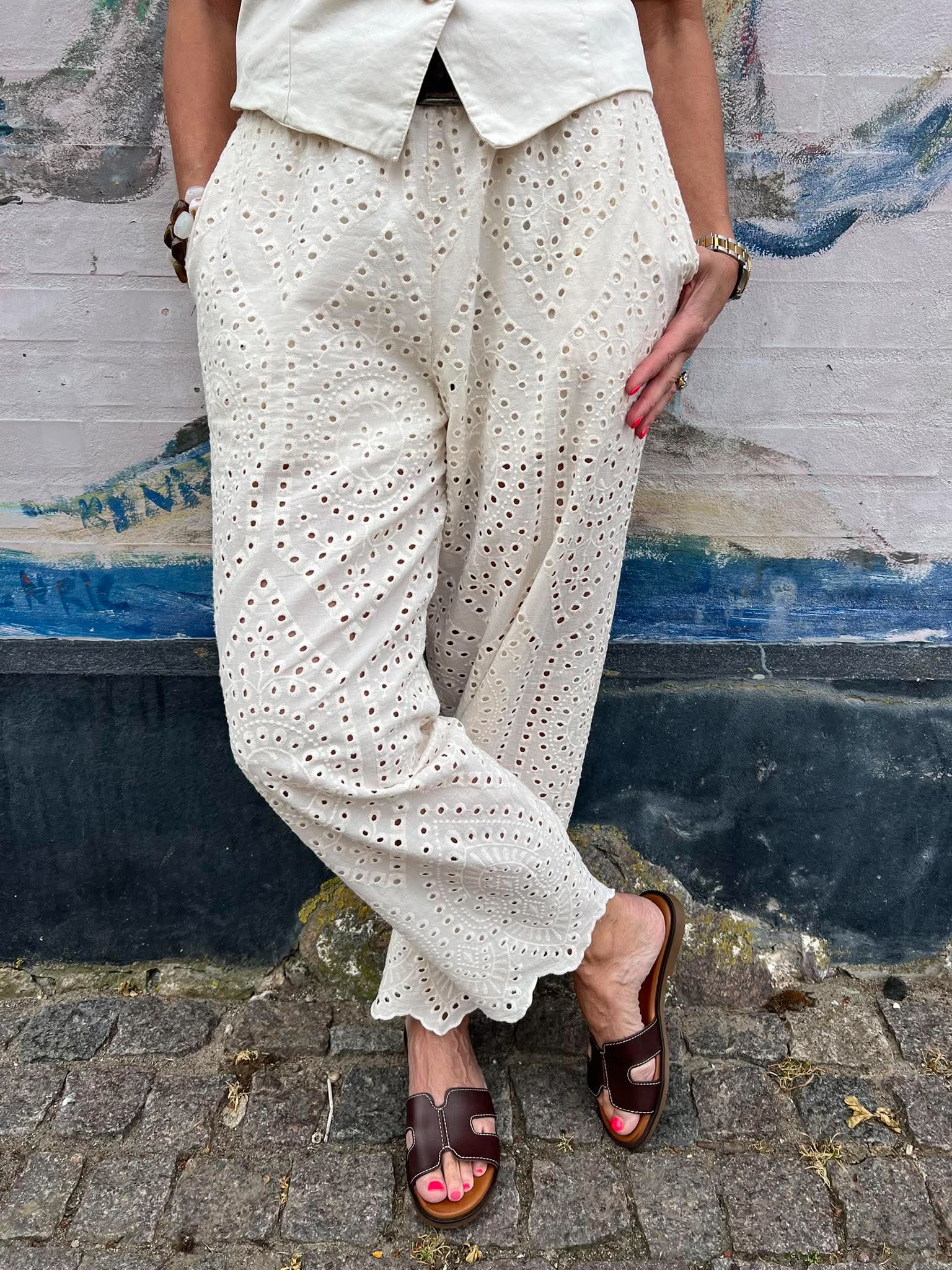 FREY barrel lace pant - Creme