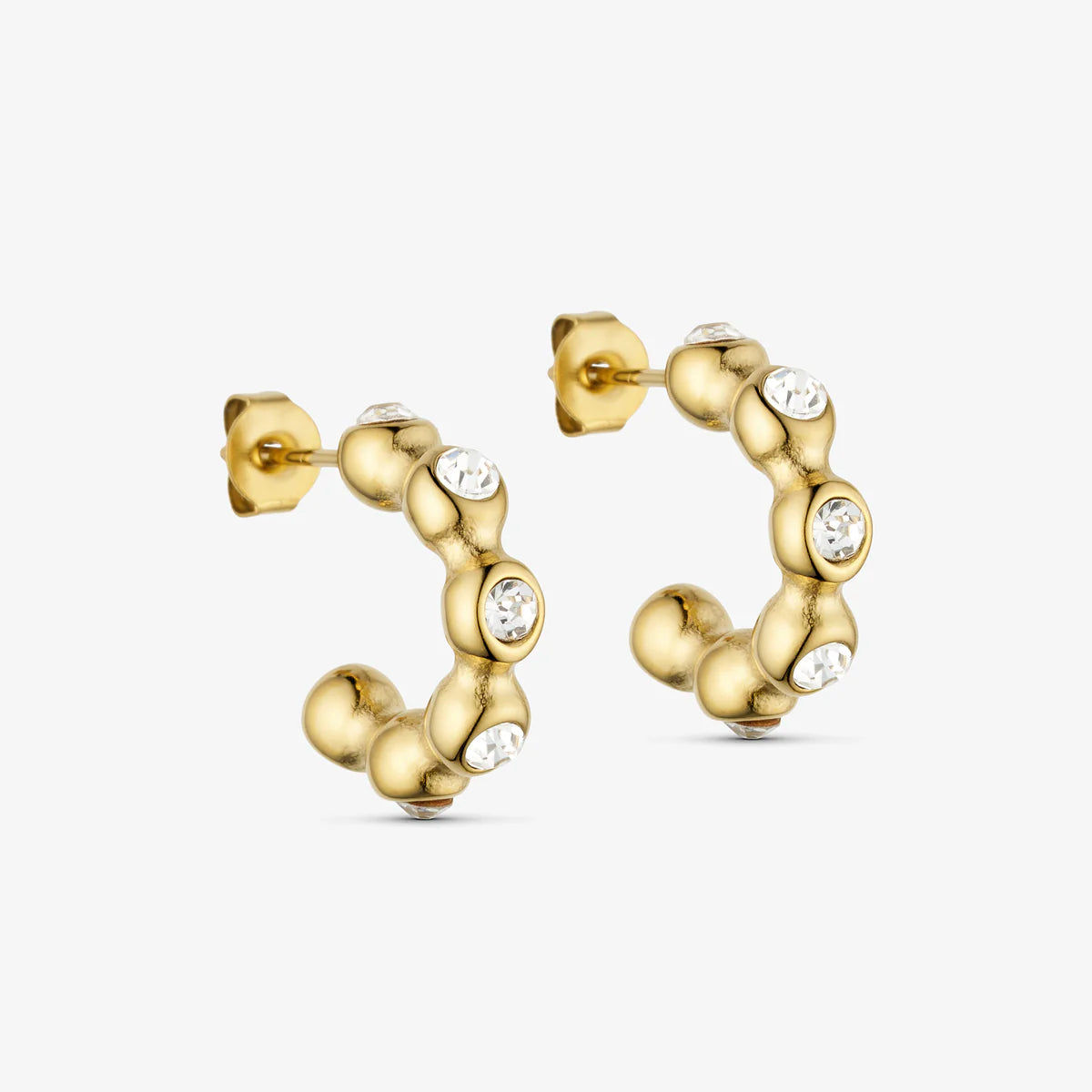 Boble Crystal Hoops - 18 karat guldbelagt
