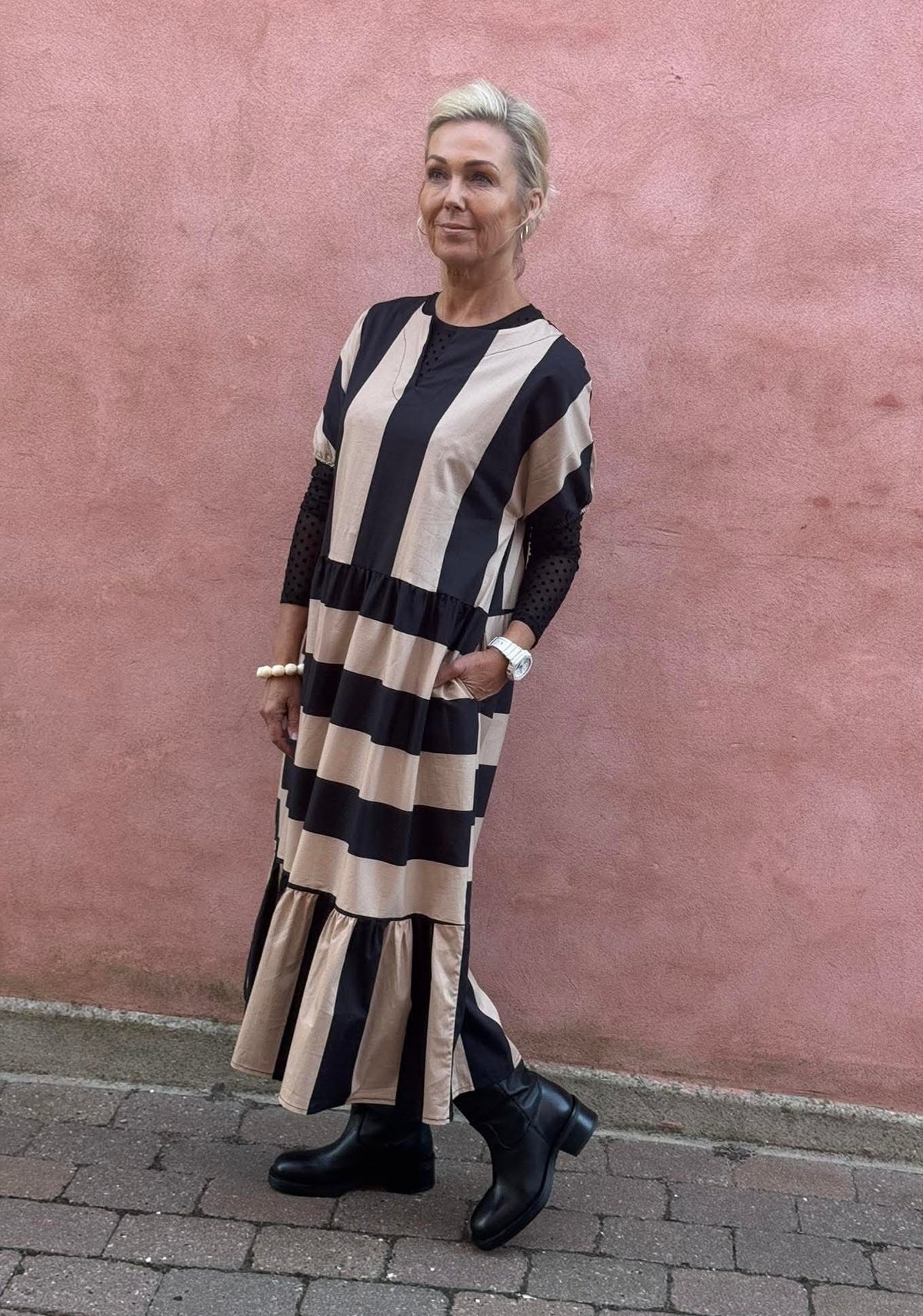 Long Striped - Beige/Black