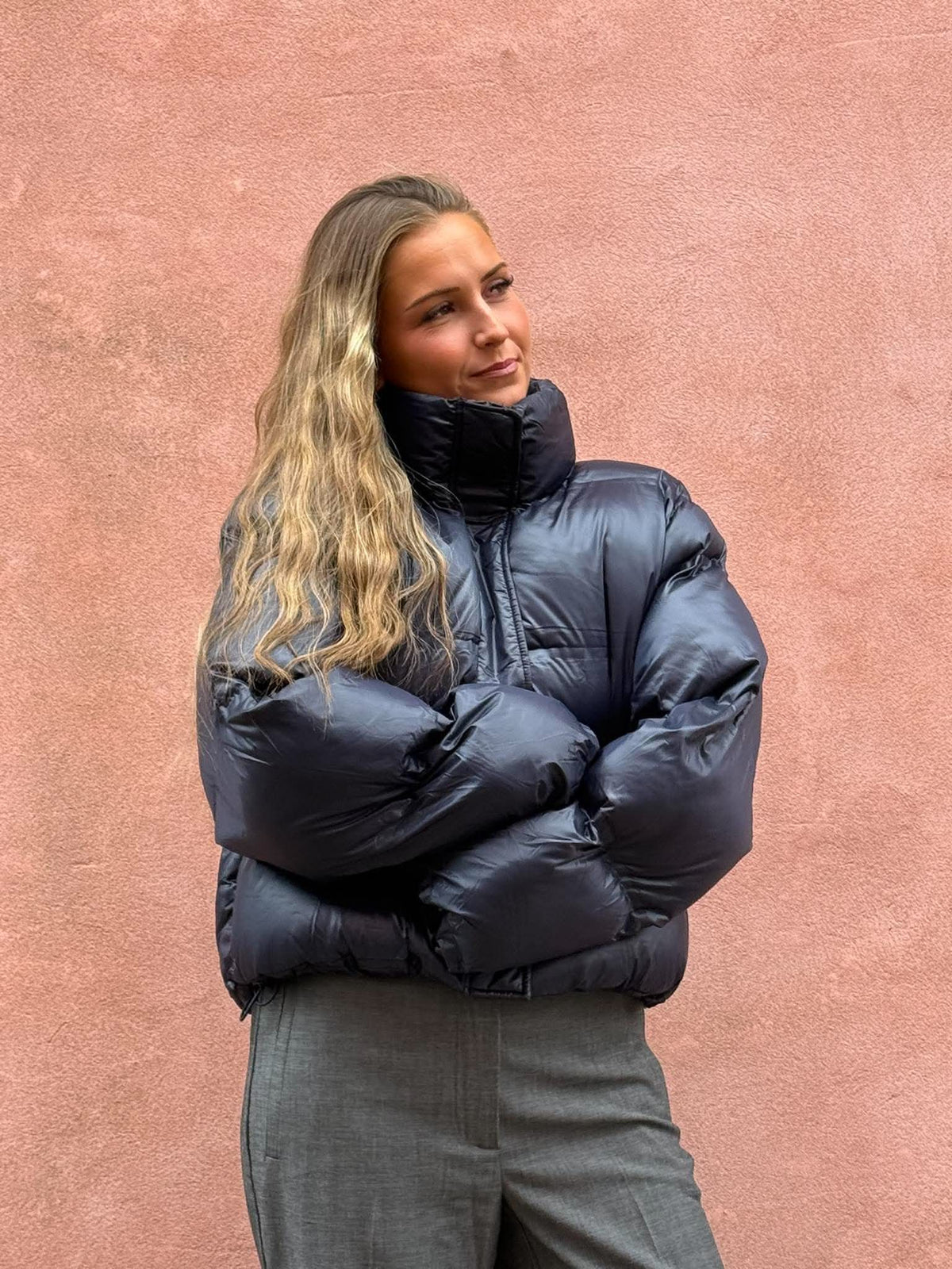 Rhea Shiny Puffer Jacket - Navy