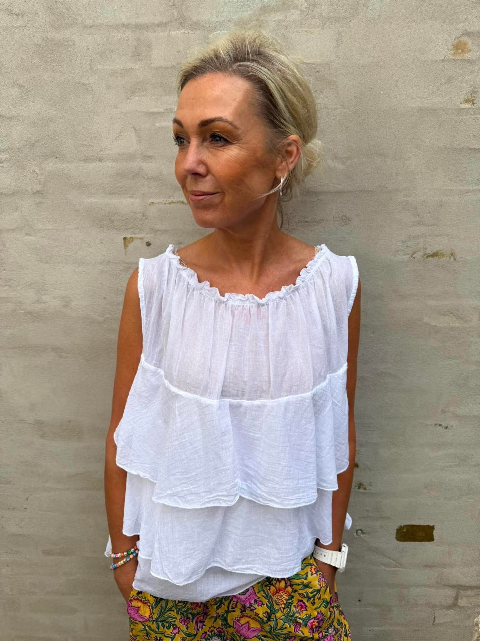 Ruffle Top - White