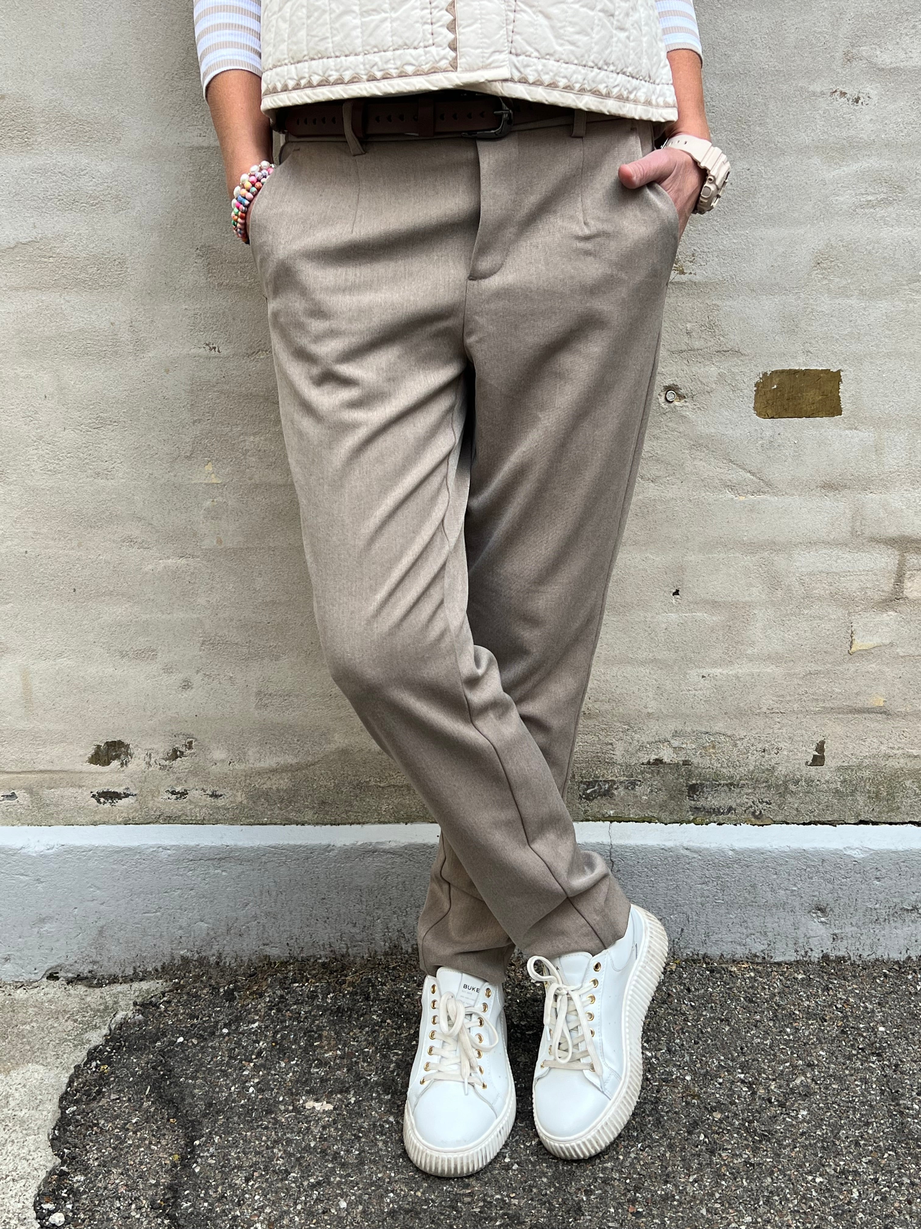 LISA SLIM Byxor - Fossil/Melange