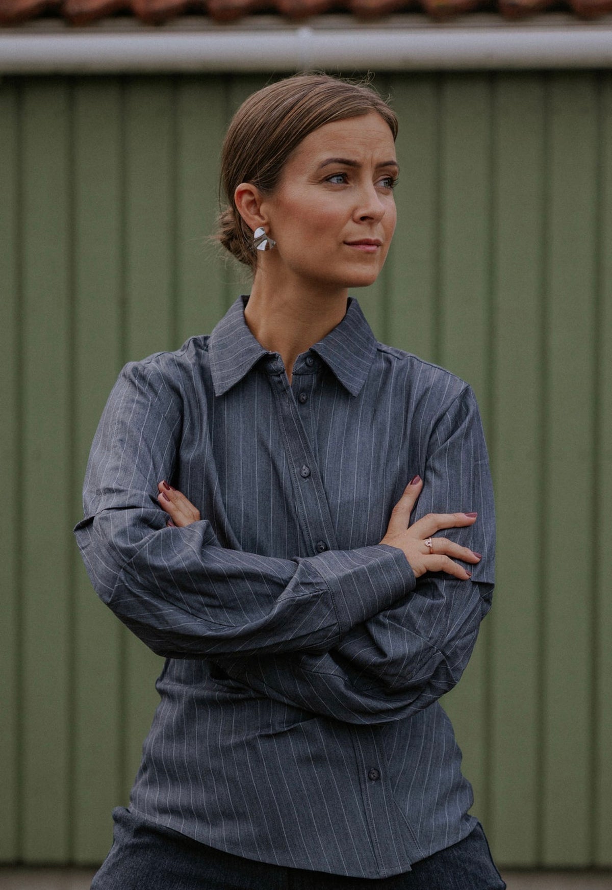 LyviaCC Asym Pin Shirt - Mellangrå