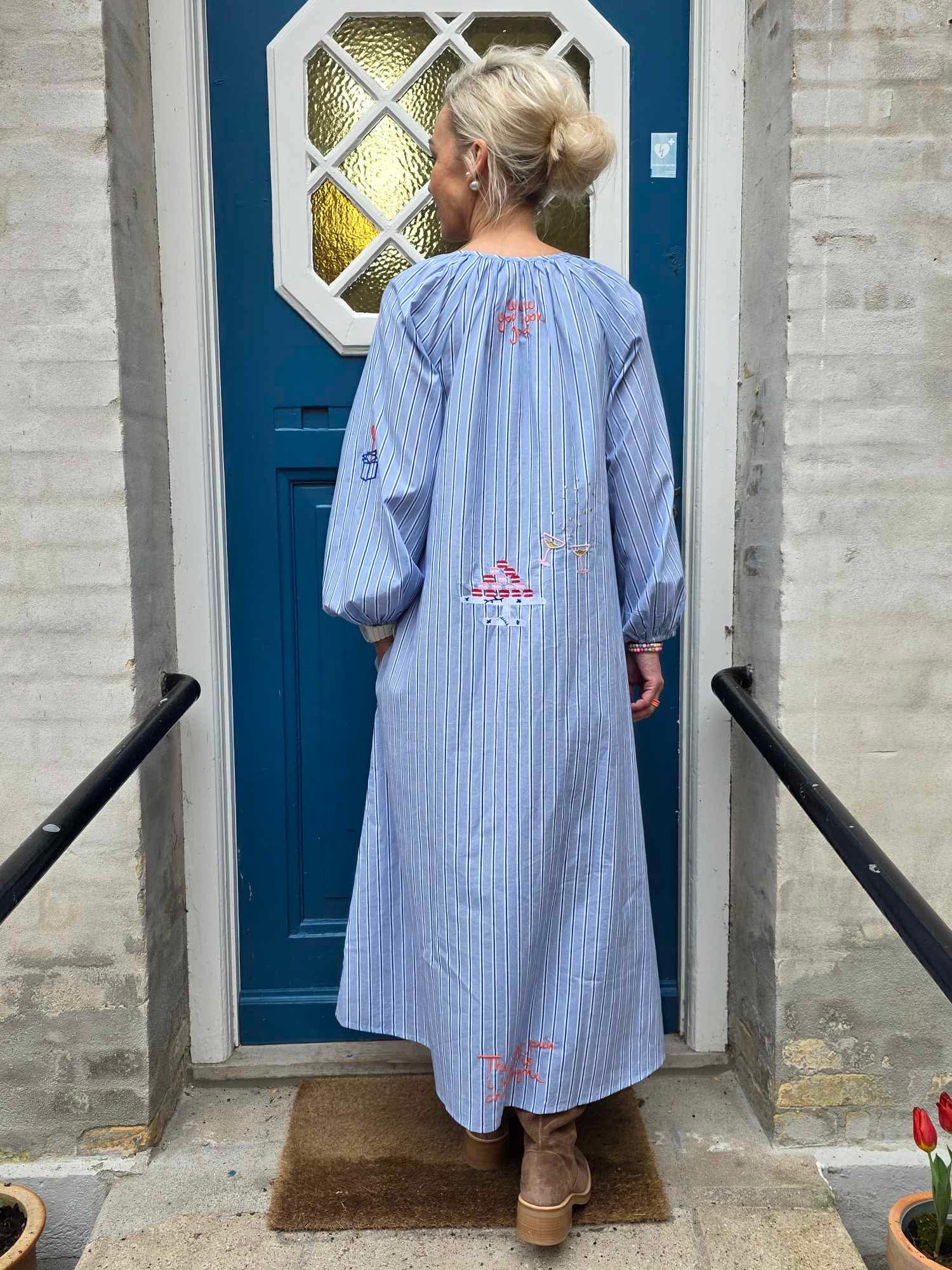 Champagne långklänning - marinblå