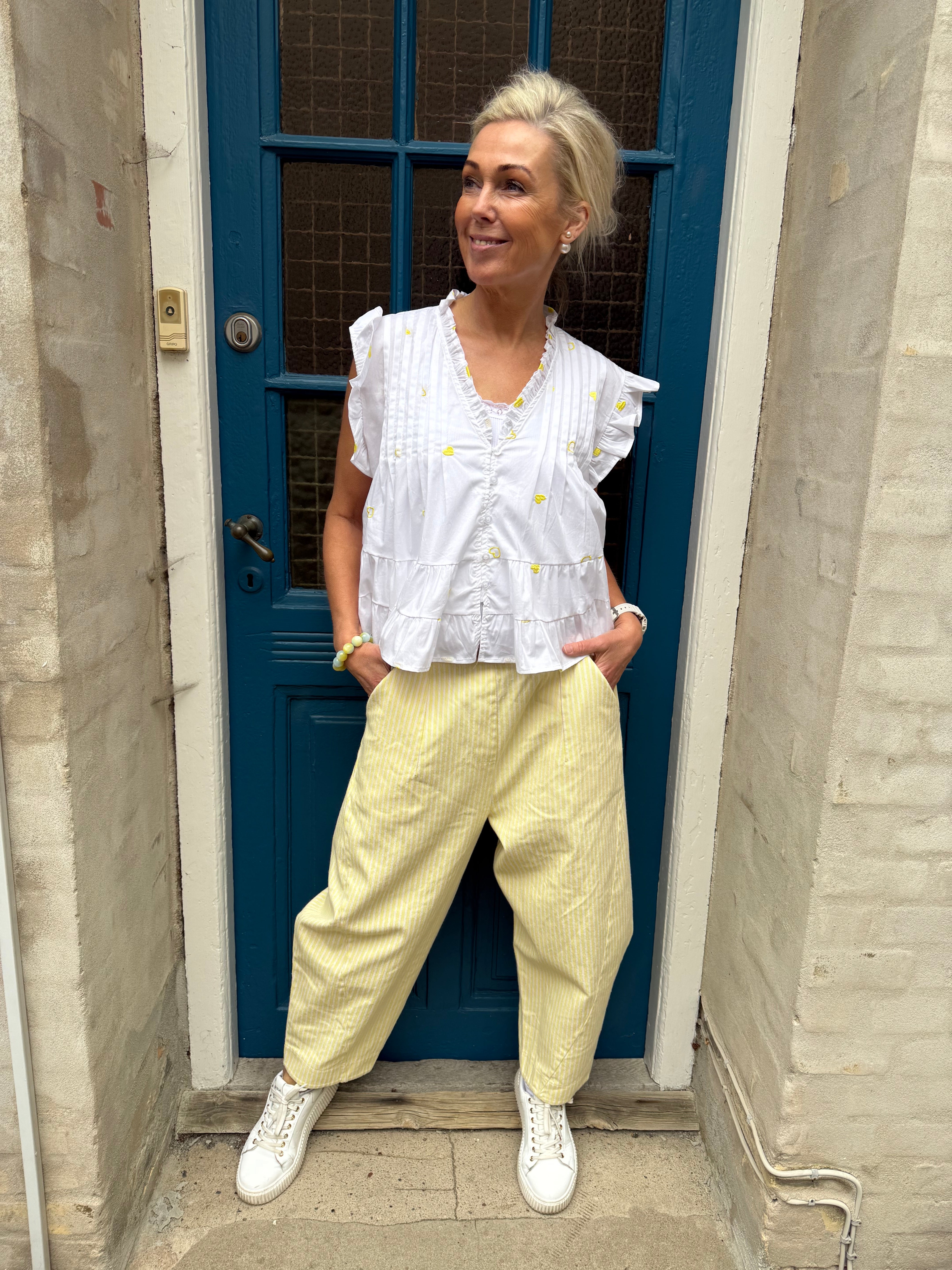 Vera Striped Pants - Striped Yellow