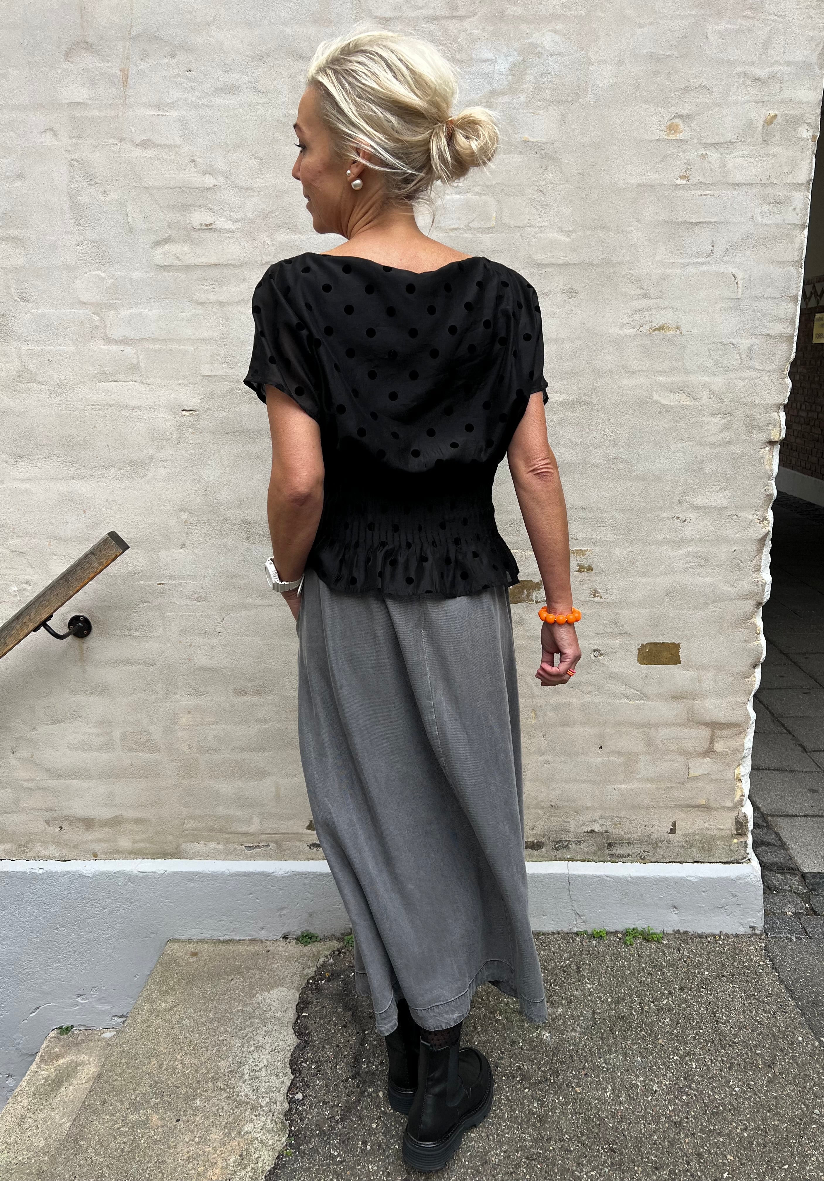 Anya Denim plissékjol - mellangrå