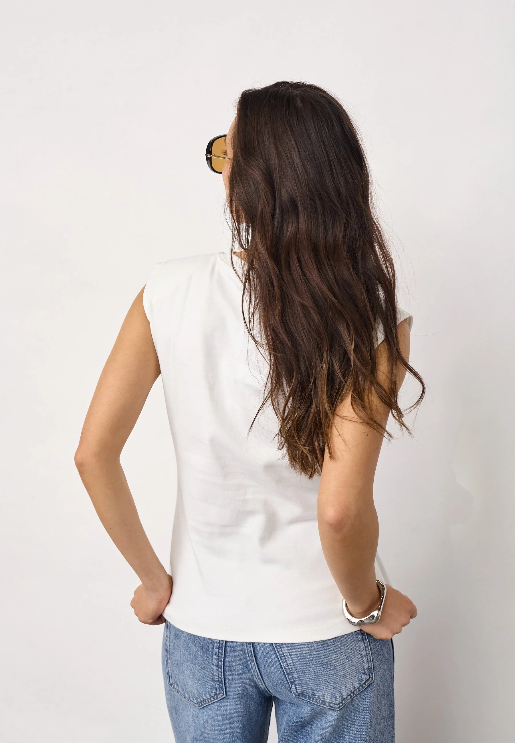 OrianeCC Pleat Tie Top - White