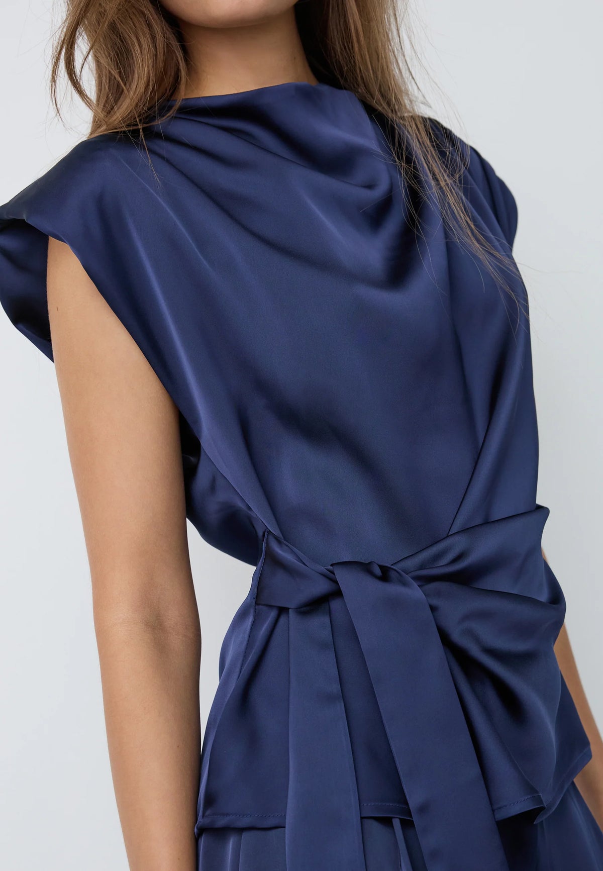 SafiraCC Pleat Top - Navy