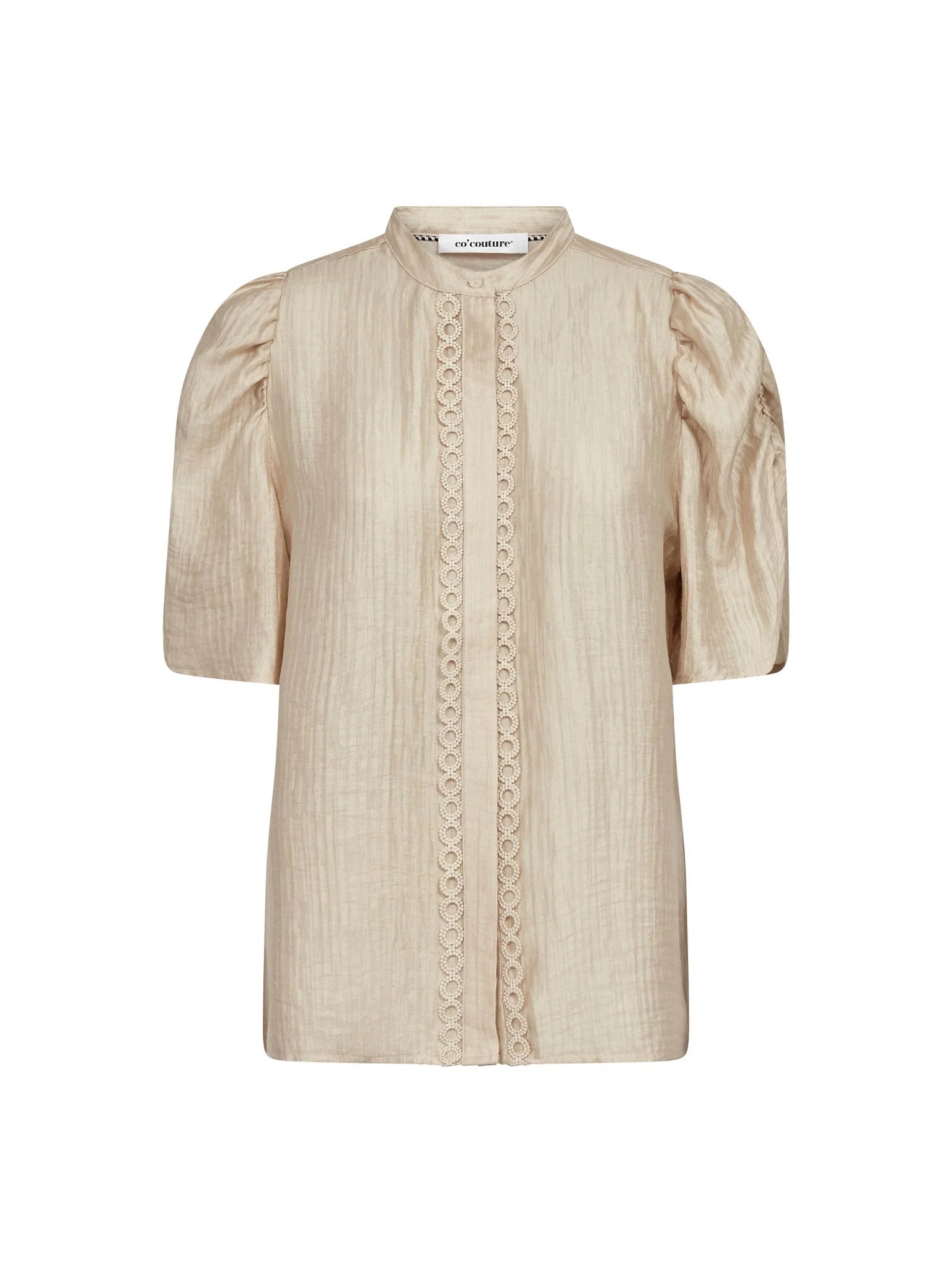 TassyCC Lace SS Puff Shirt - Bisquit