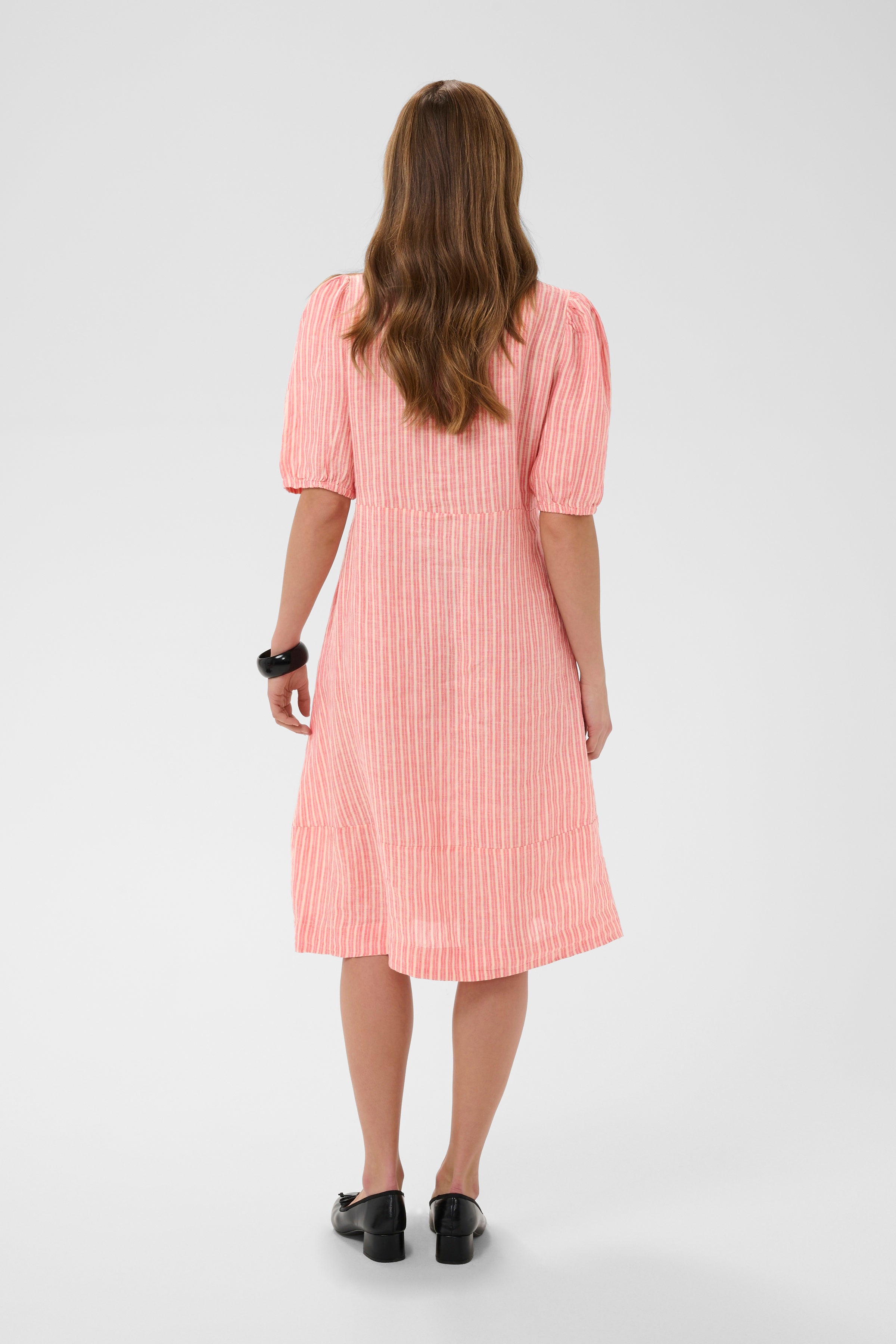 Aniela Molly SS Placket Dress - Sugar Coral/Whitecap Stripe