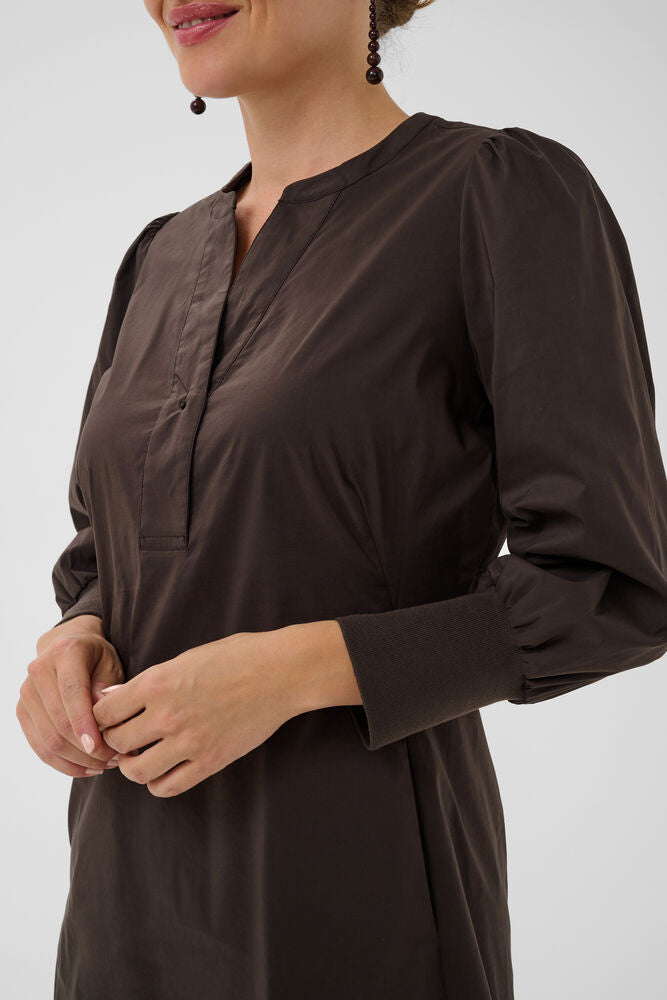 KIEA ANTOINETT 3/4 RIB DRESS - Demitasse