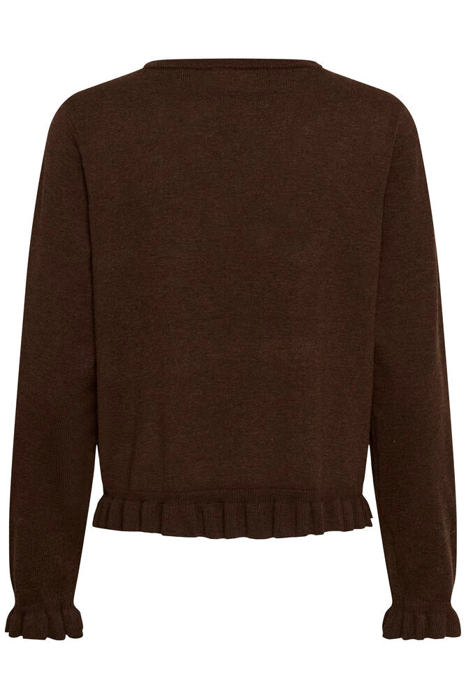 Clare Annemarie Frill Vneck - Coffee Bean Melange