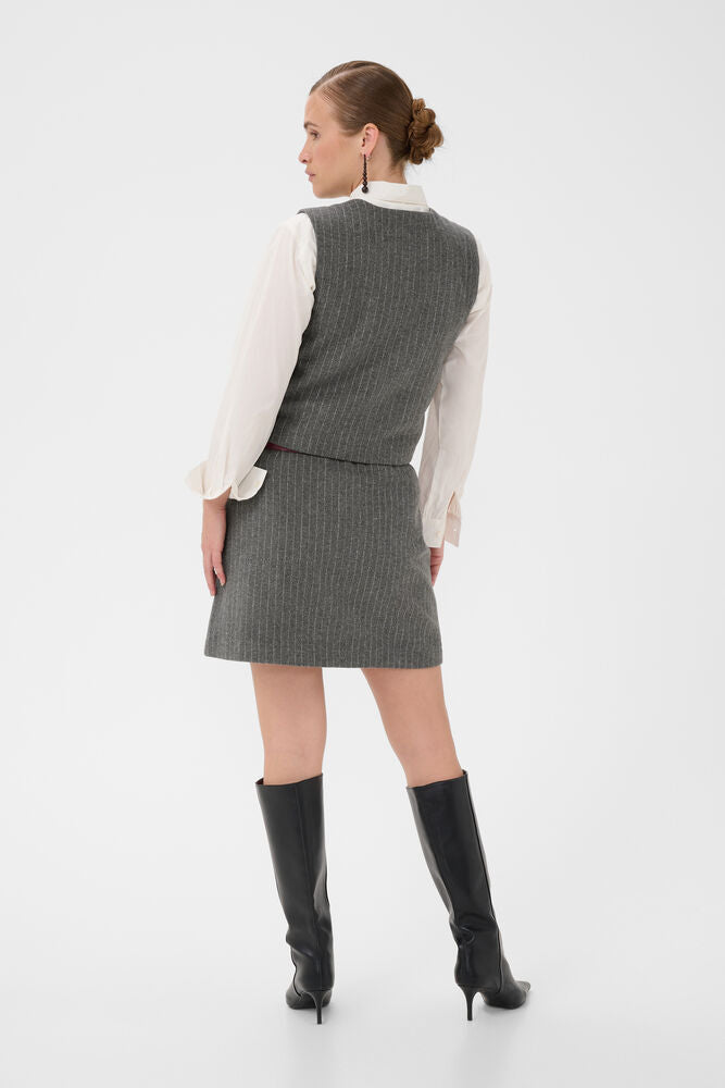 Kayla Waistcoat - Grey Pinstripe