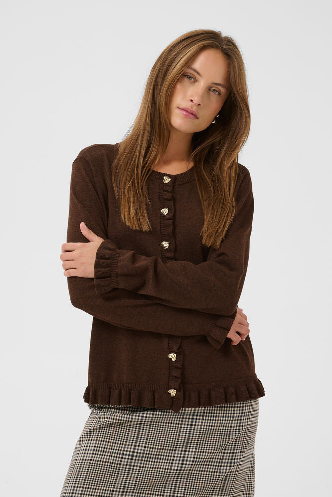 Clare Annemarie Frill Cardigan - Coffee Bean Melange