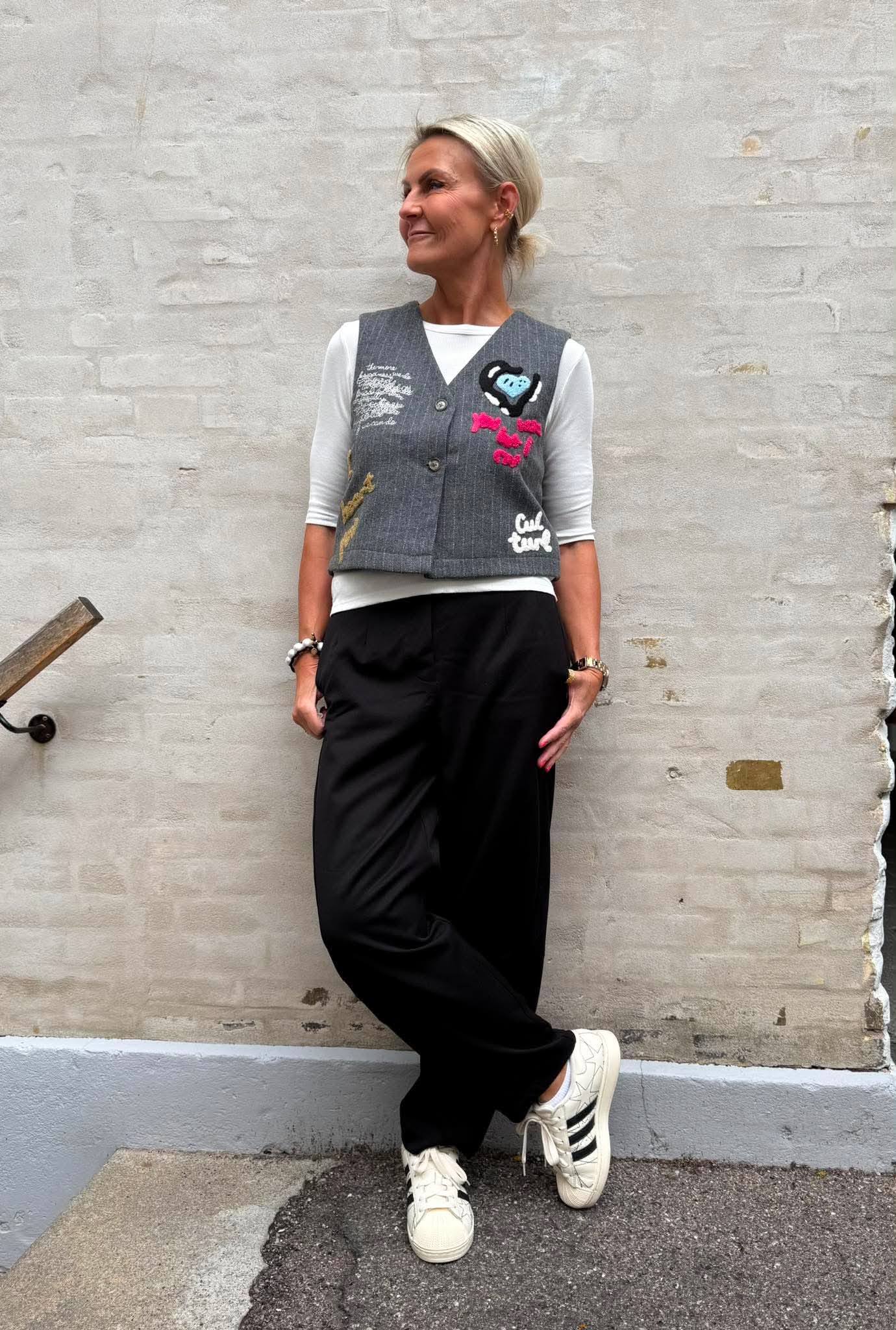 Kayla Waistcoat - Grey Pinstripe