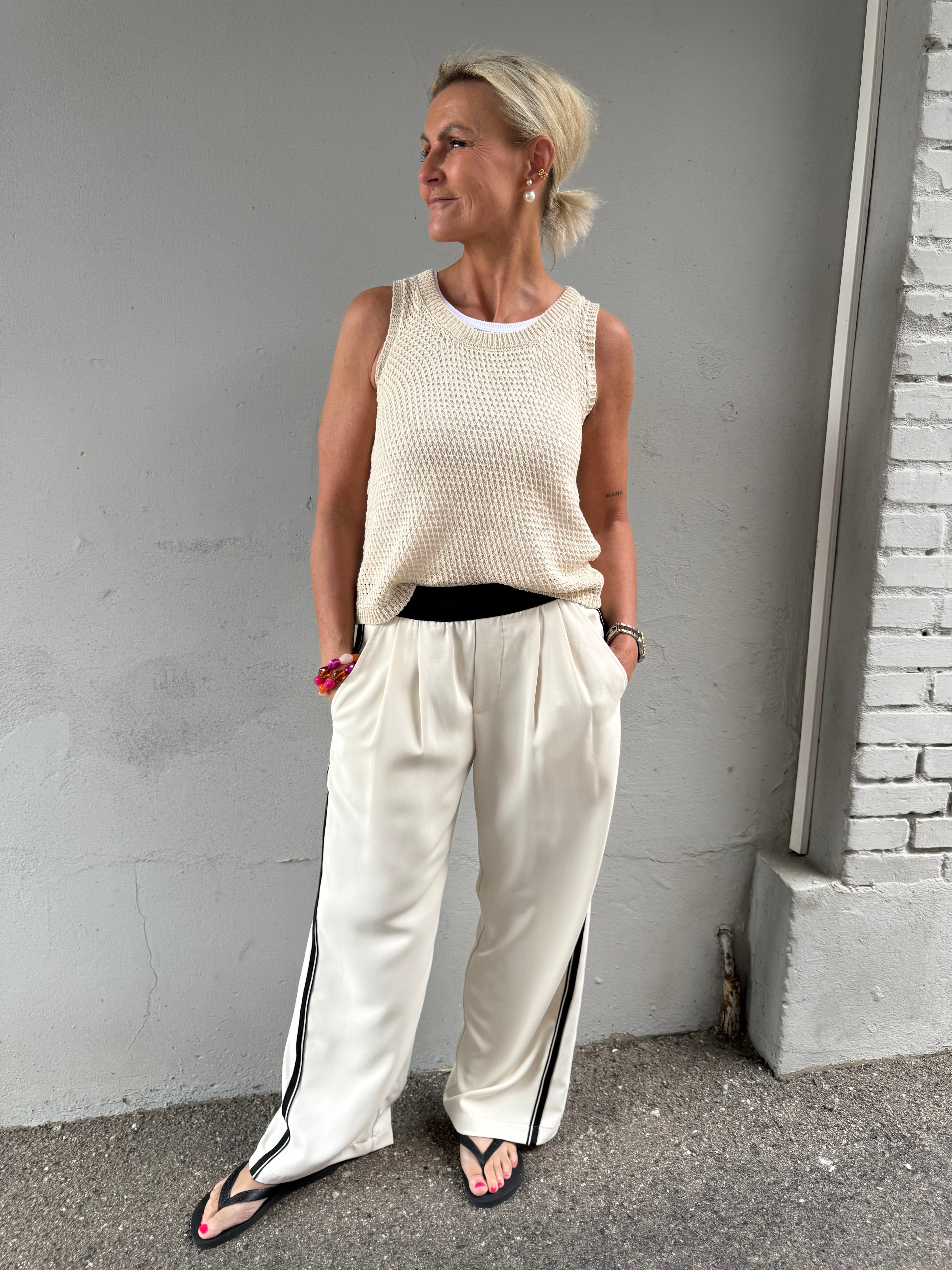 AminaCC Split Panel Pants - Bone