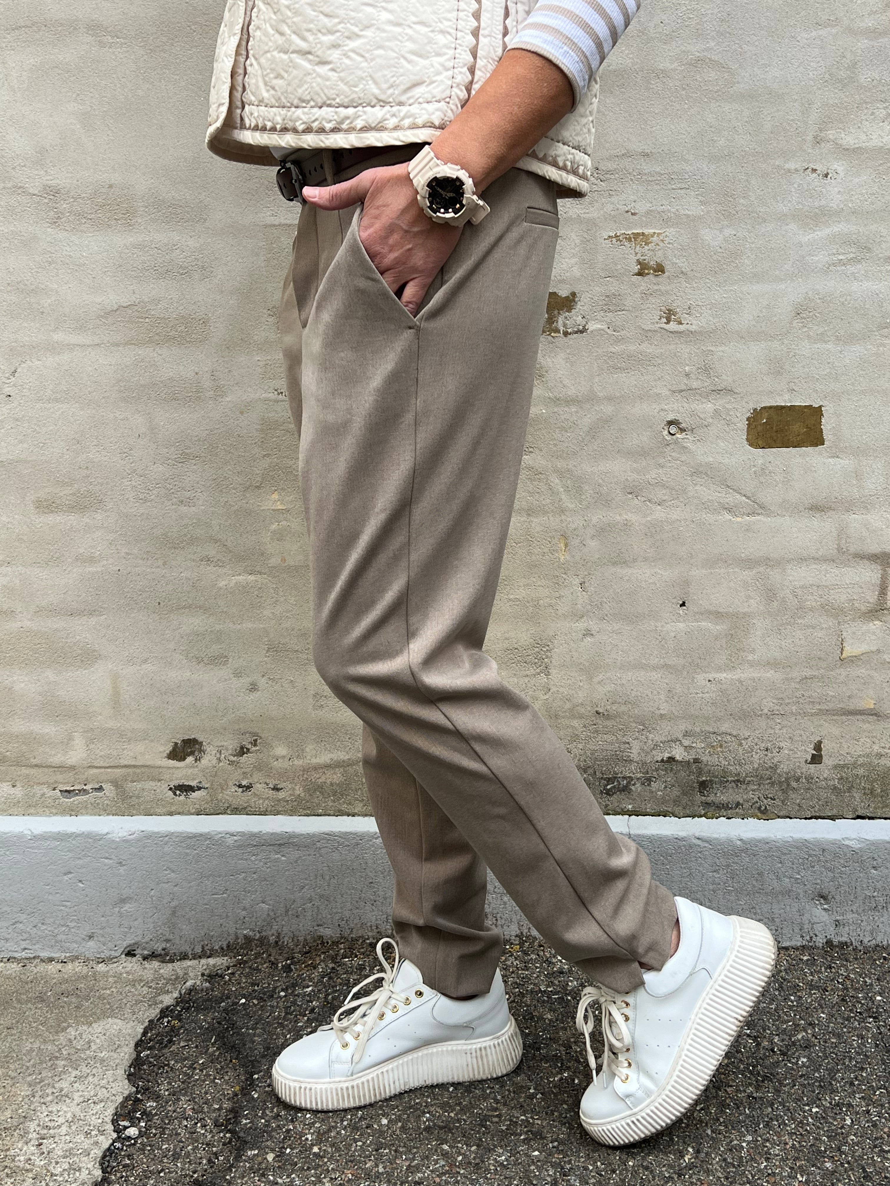 LISA SLIM Byxor - Fossil/Melange