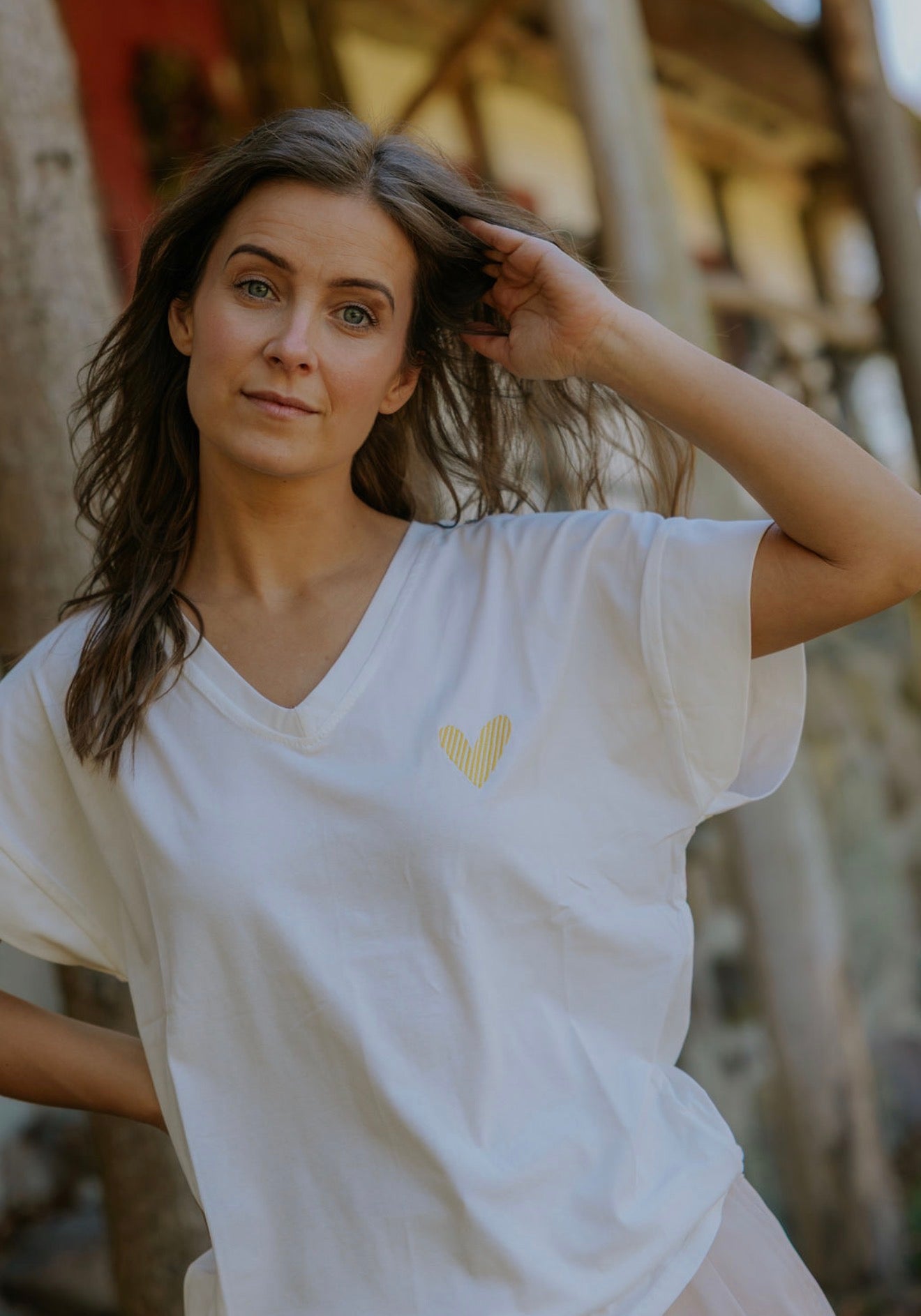 Heart T-shirt - White Yellow