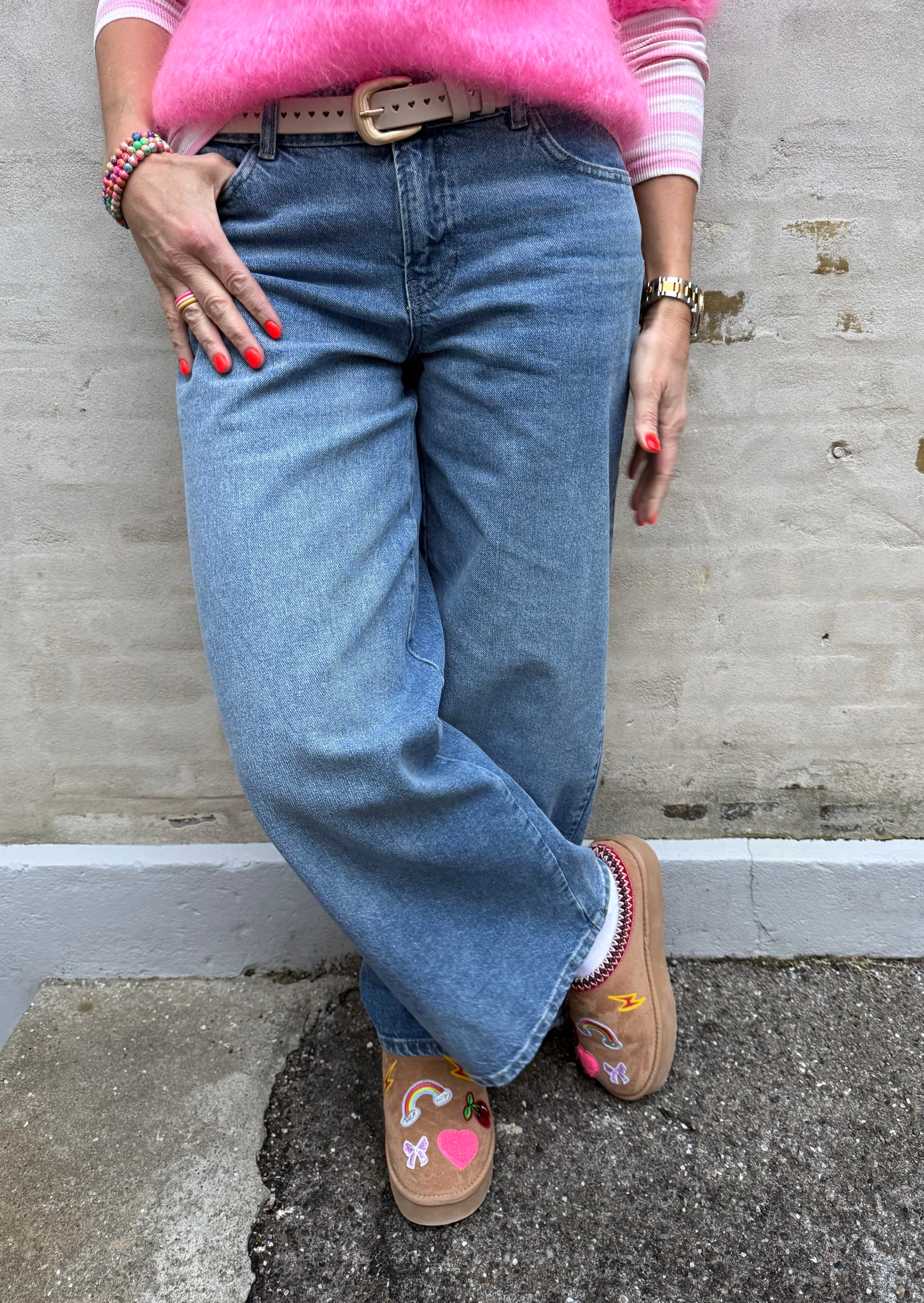 Selma vida jeans med låg midja - Medium Blue Denim