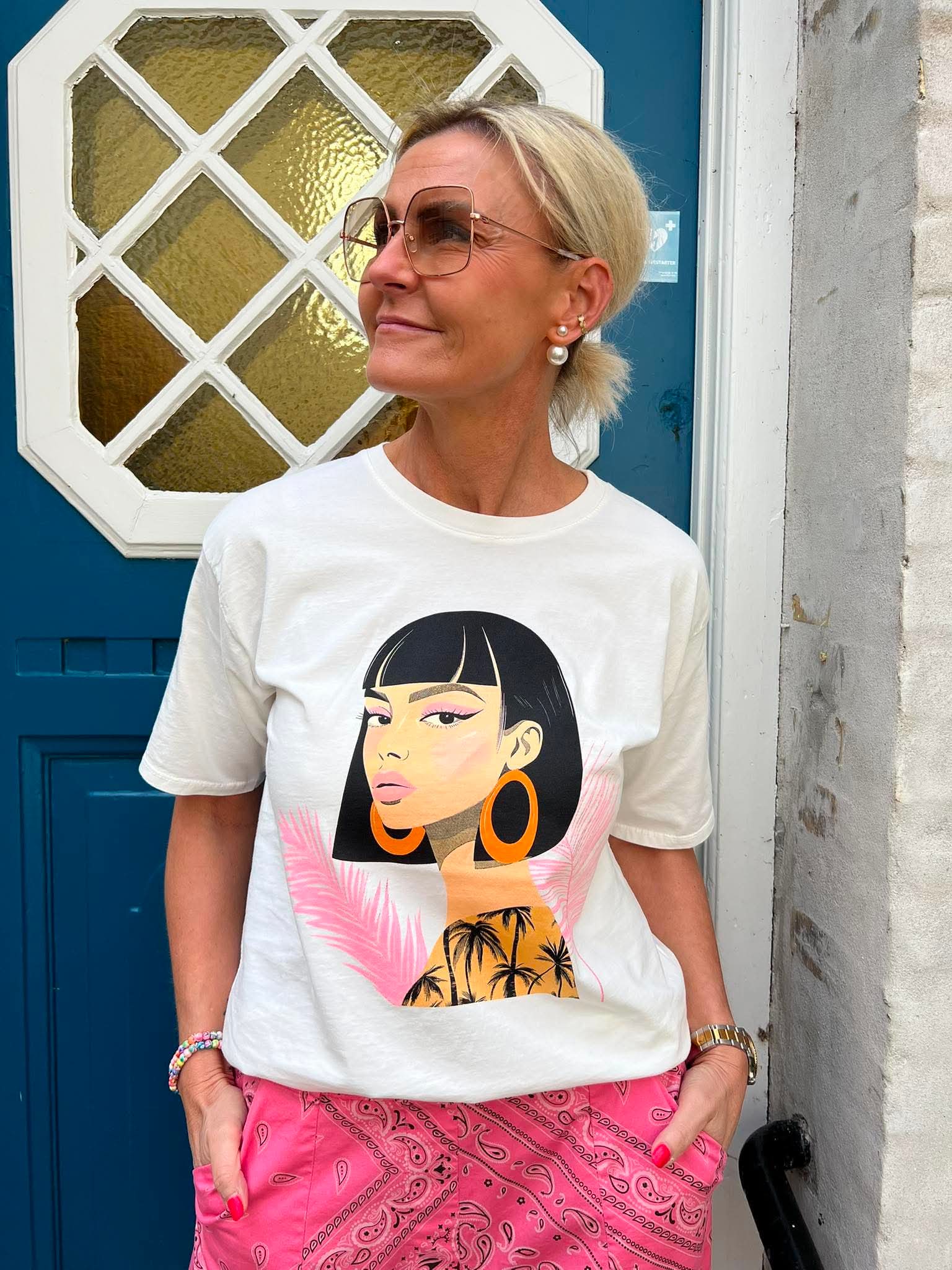 Cleopatra T-shirt - Vit/Rosa/Orange