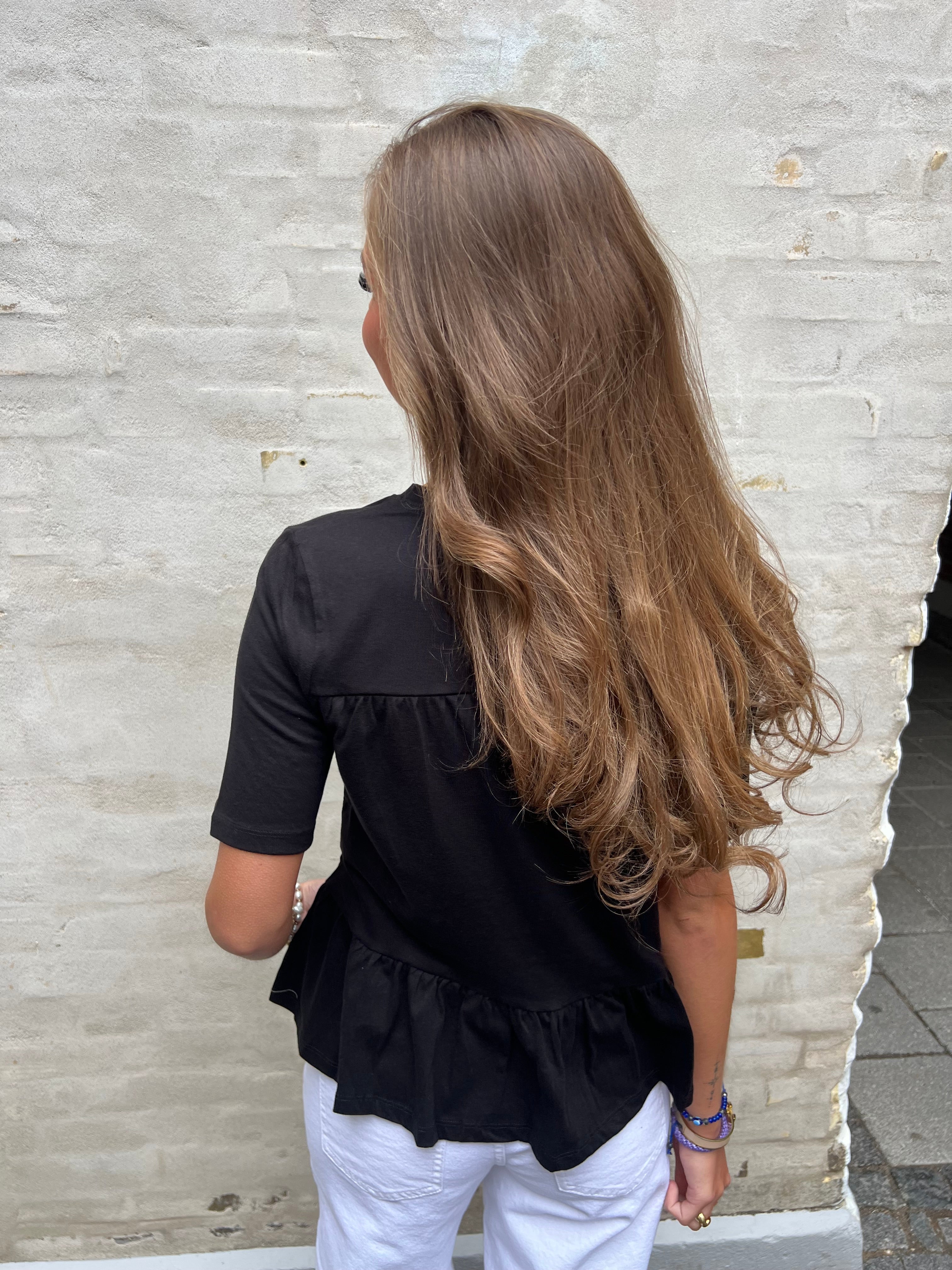 Poula Pearl Top - Svart/VIT PÄRL