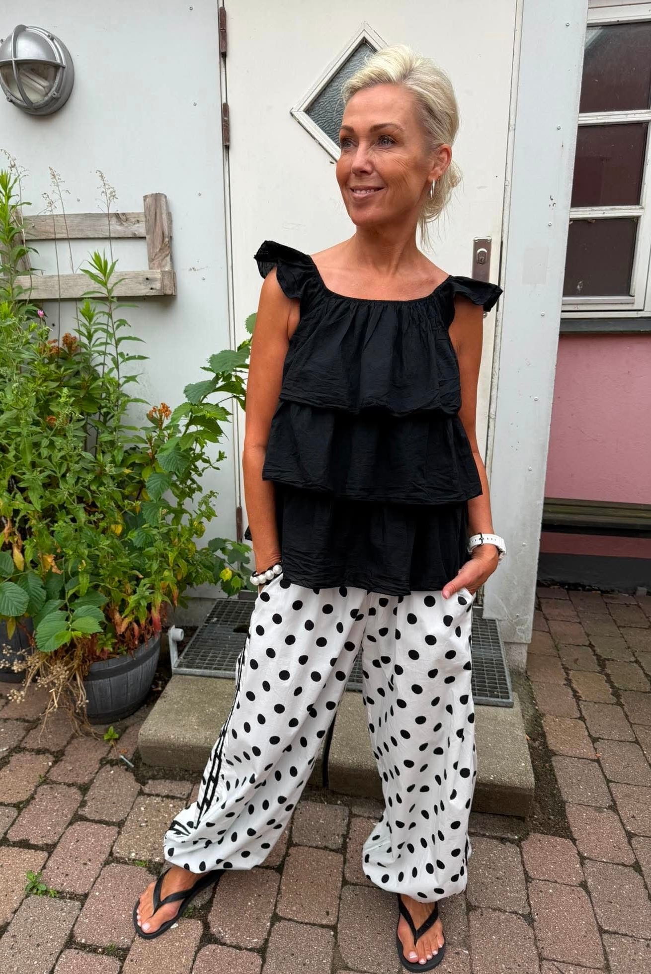 Ballon Dot Pants - White