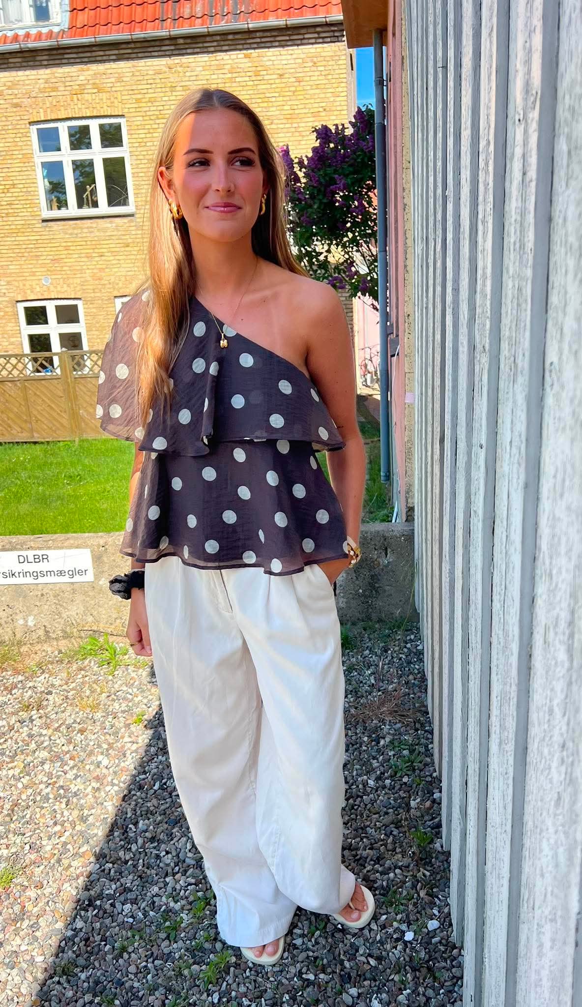 FAY LIFE ONE-SHOULDER TOP - Chocolate Torte PRISTINE DOT