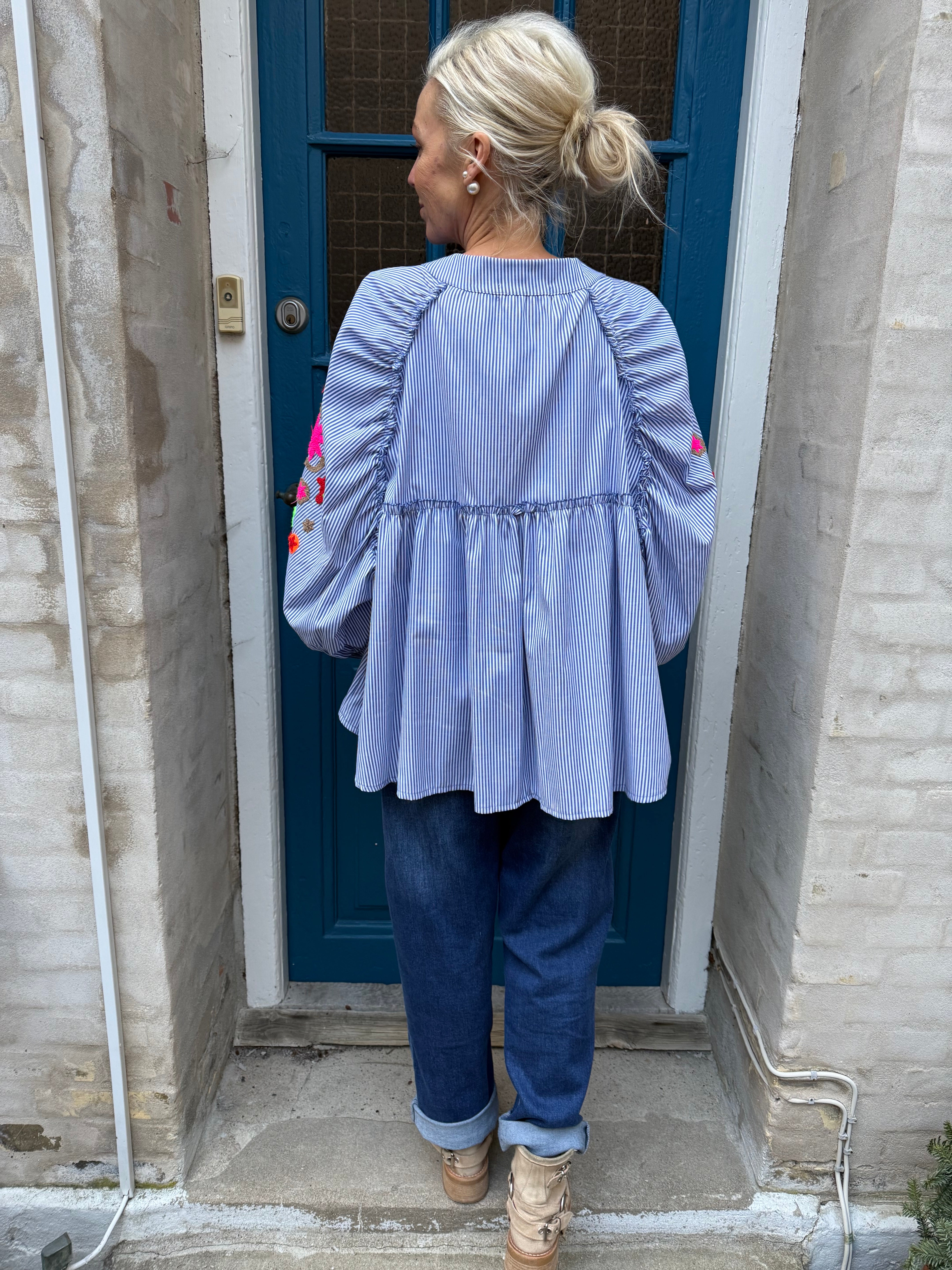 Aleta Skjorta - Blue Denim Stripe