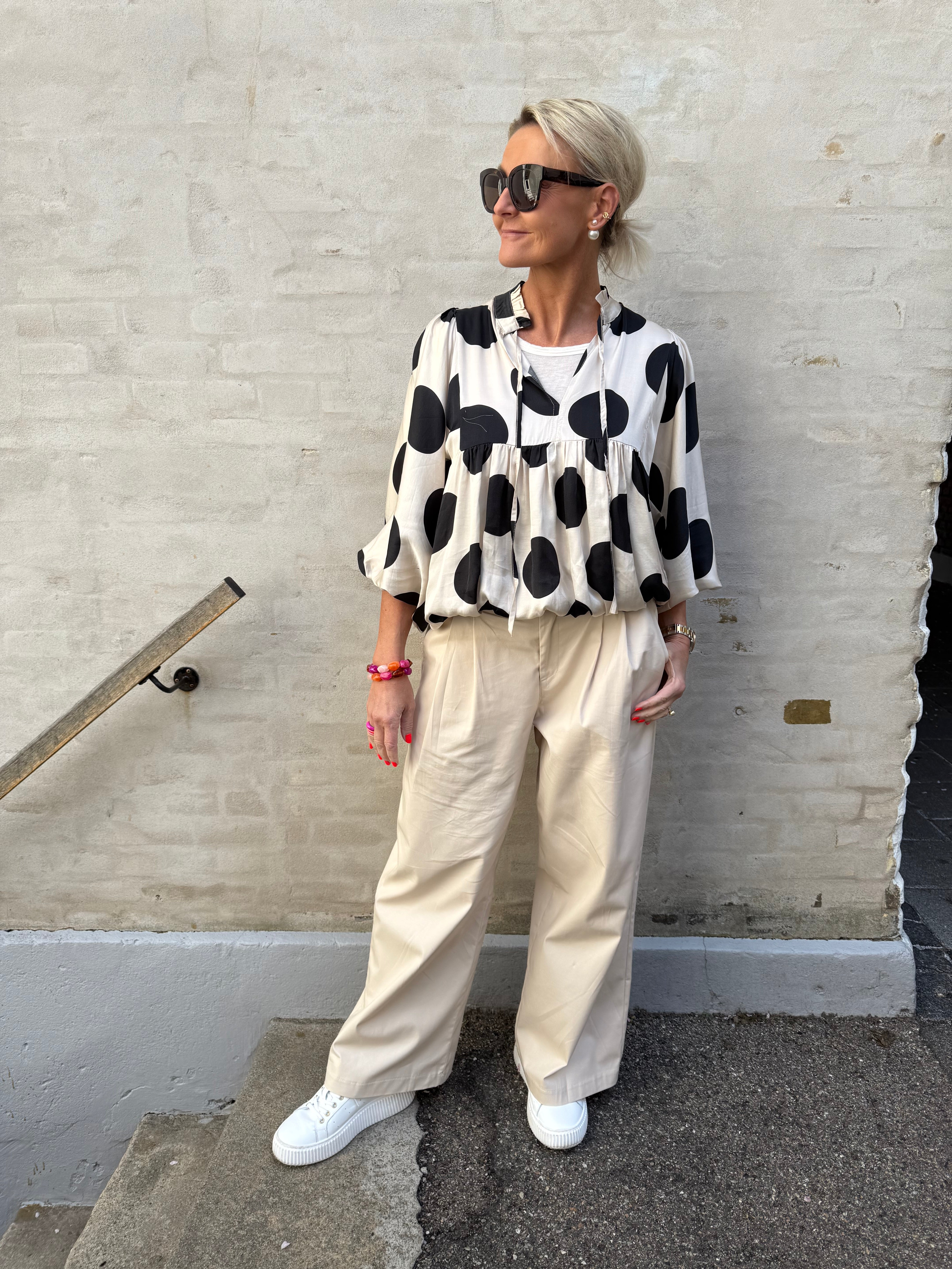 Michella Dot Blouse - Off White/Black