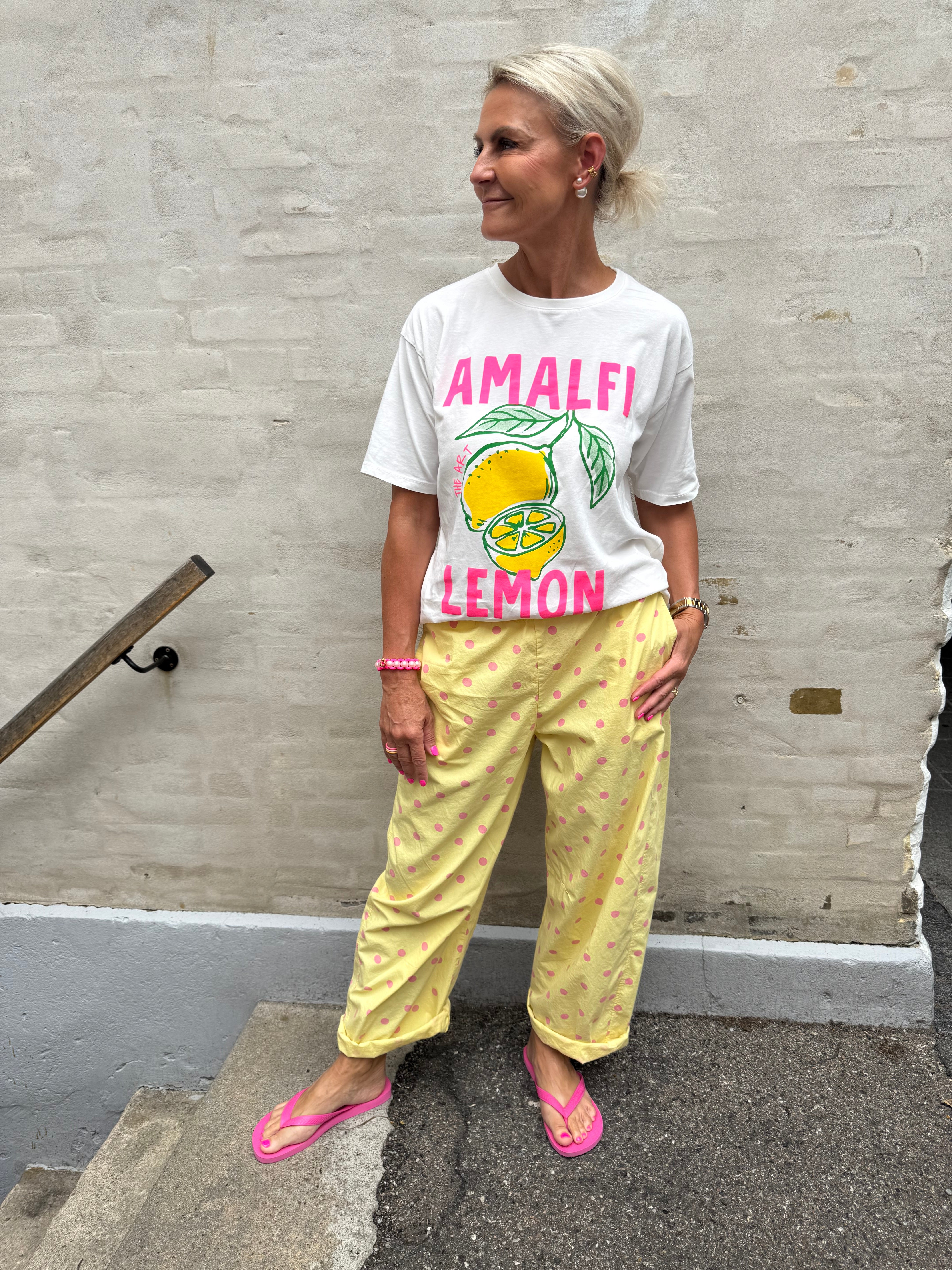 Amalfi Lemon T-Shirt - White/Pink Neon/Yellow