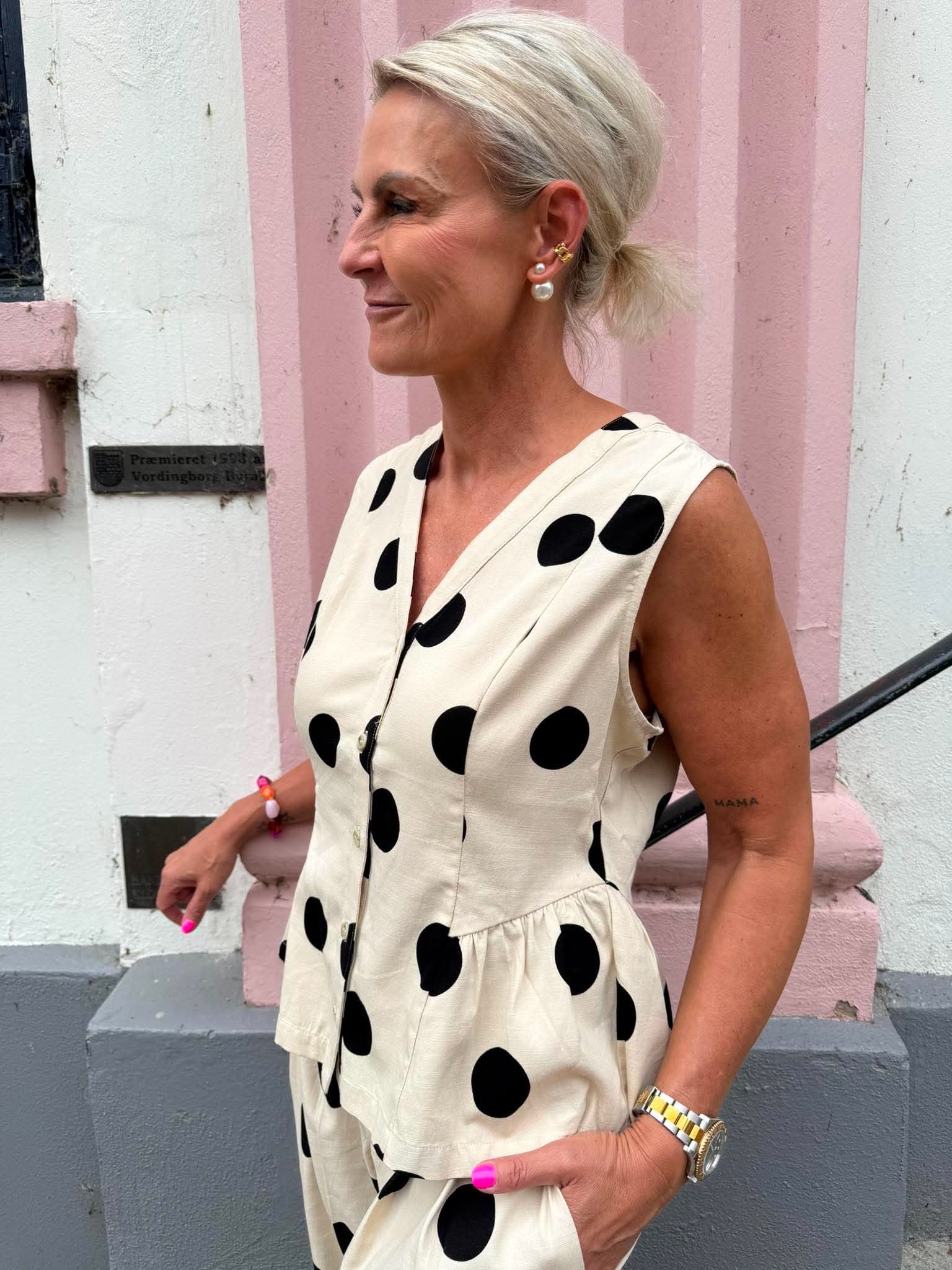 Tika Top - Whitecap/Black Dot