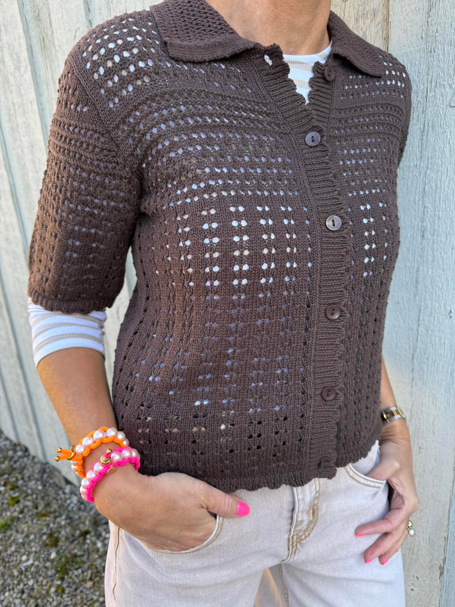 ROBIN 2/4 COLLAR CARDIGAN - Bracken