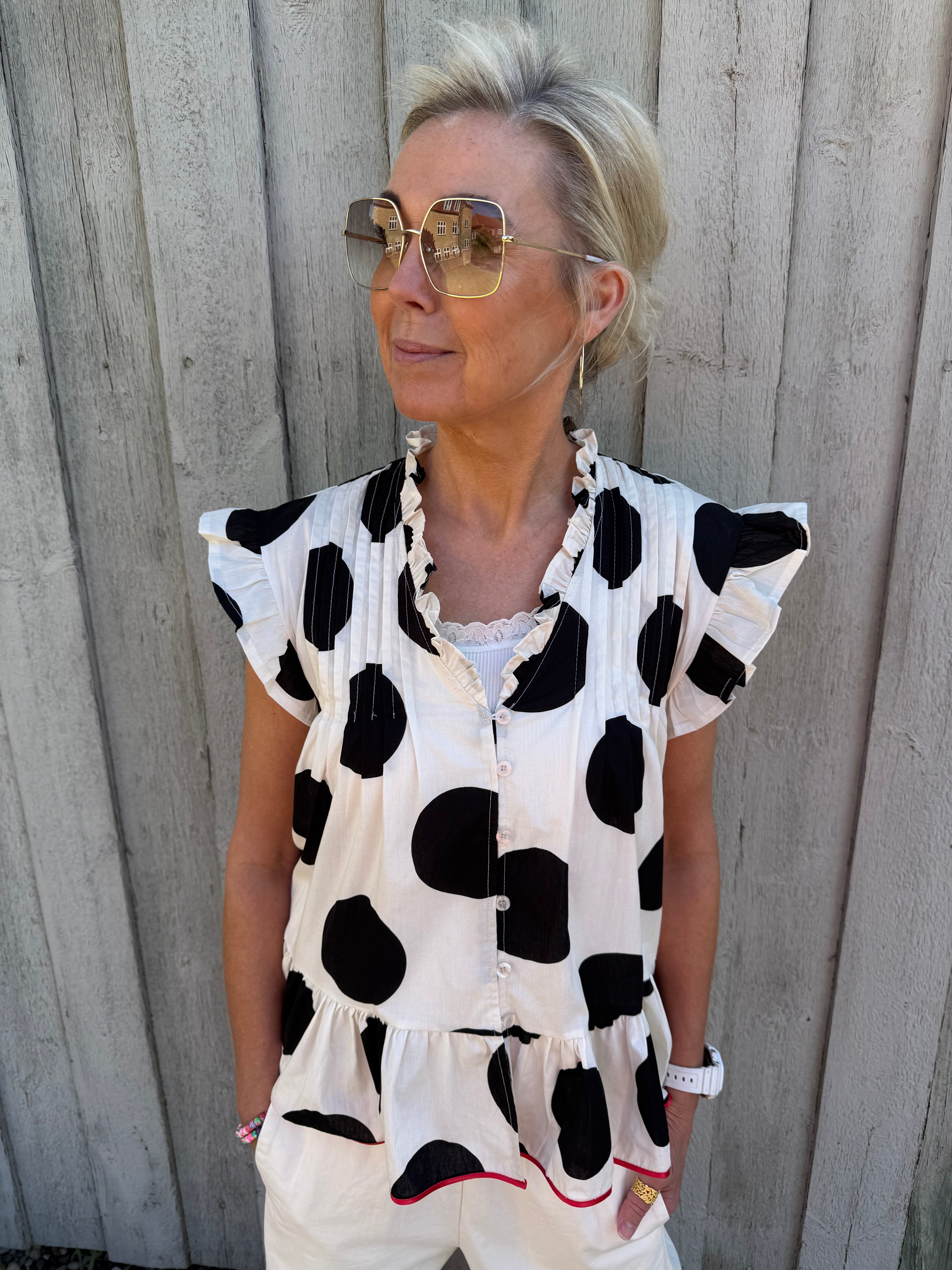 Ciamia Blouse - White/Black/Red