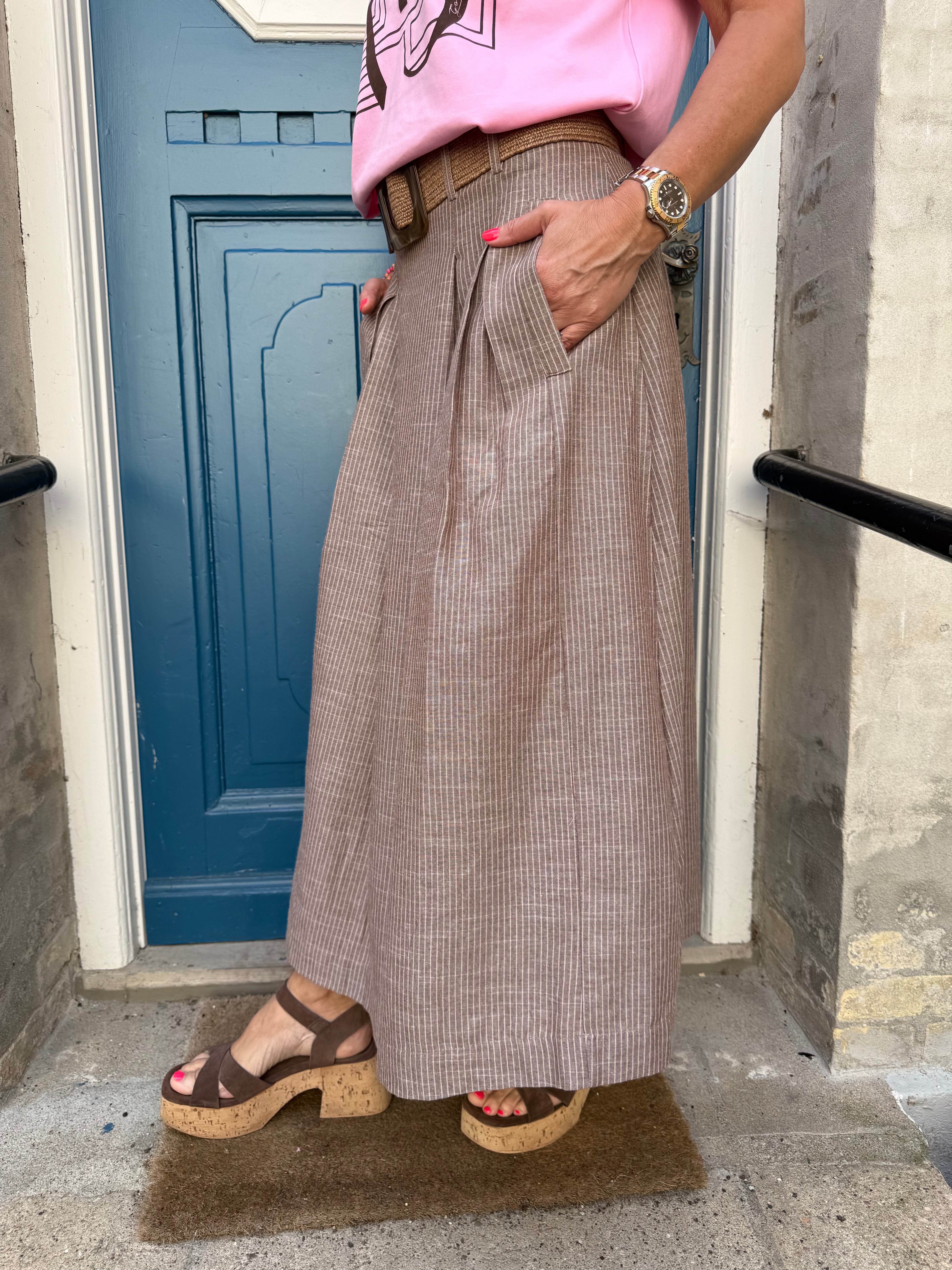 JihoCC Anya Pleat Skirt - Brown