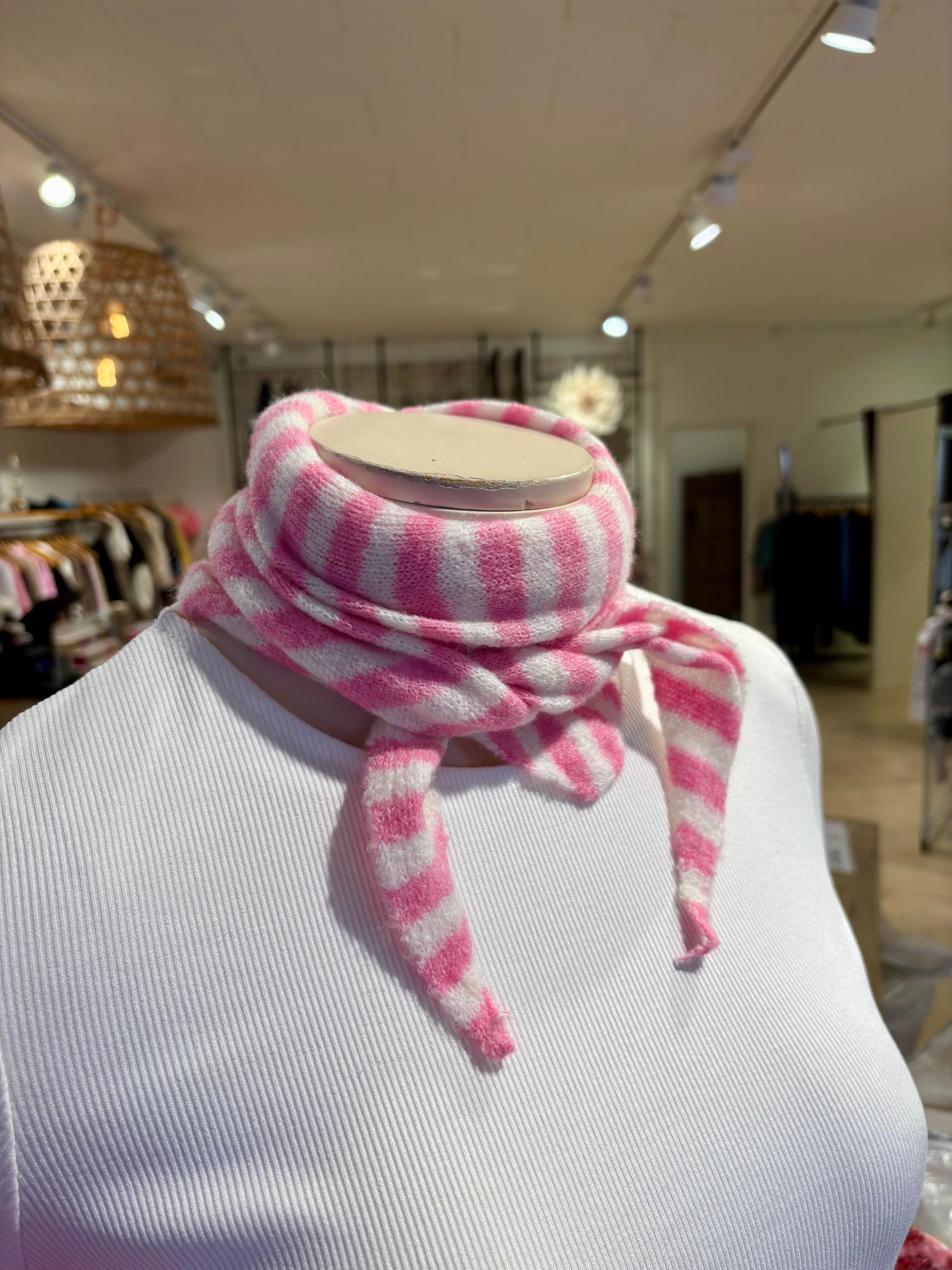 Randig stickad Scarf - Hallon