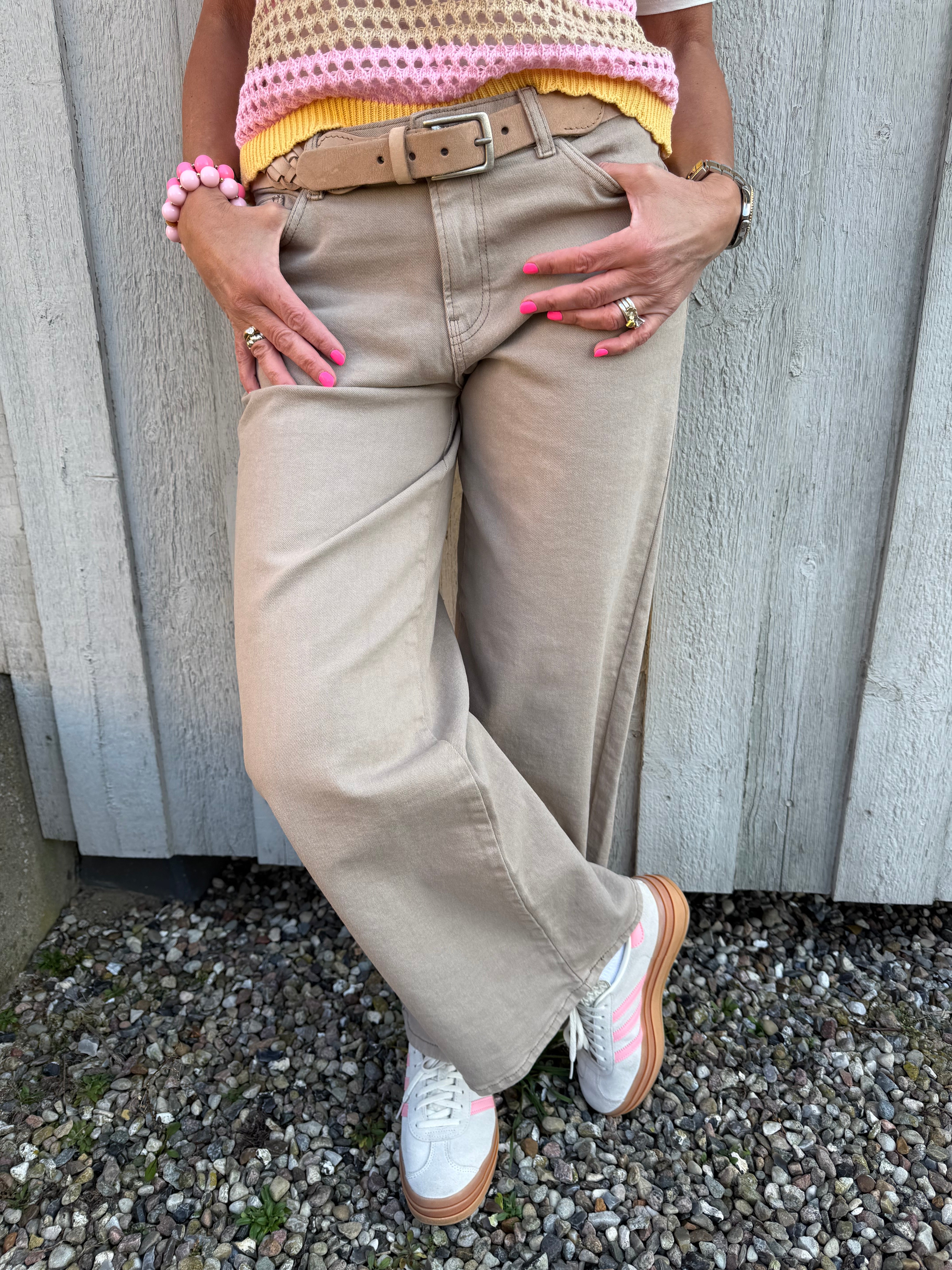 SELMA LW WIDE COLORED JEANS - Greige