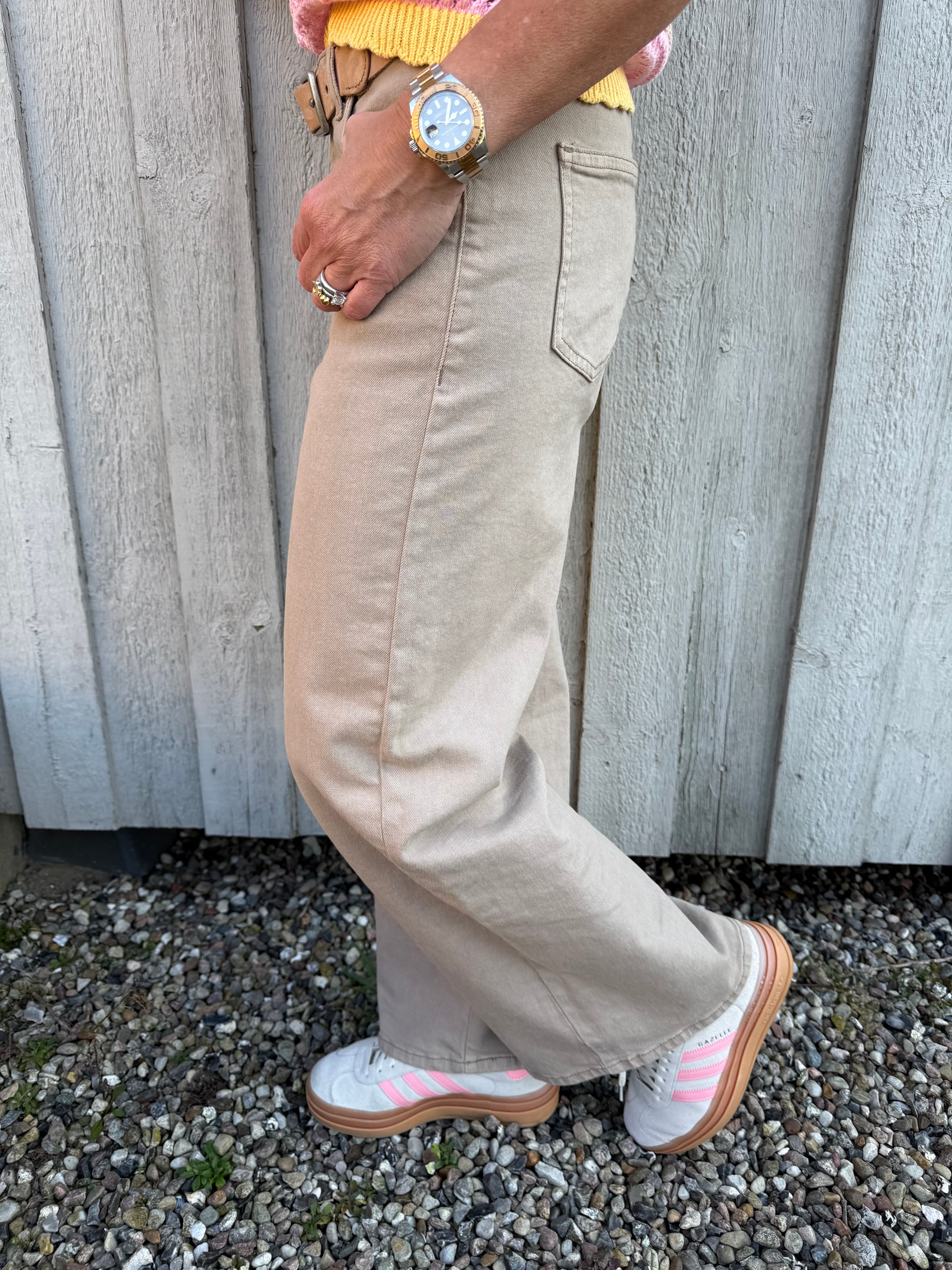 SELMA LW WIDE COLORED JEANS - Greige