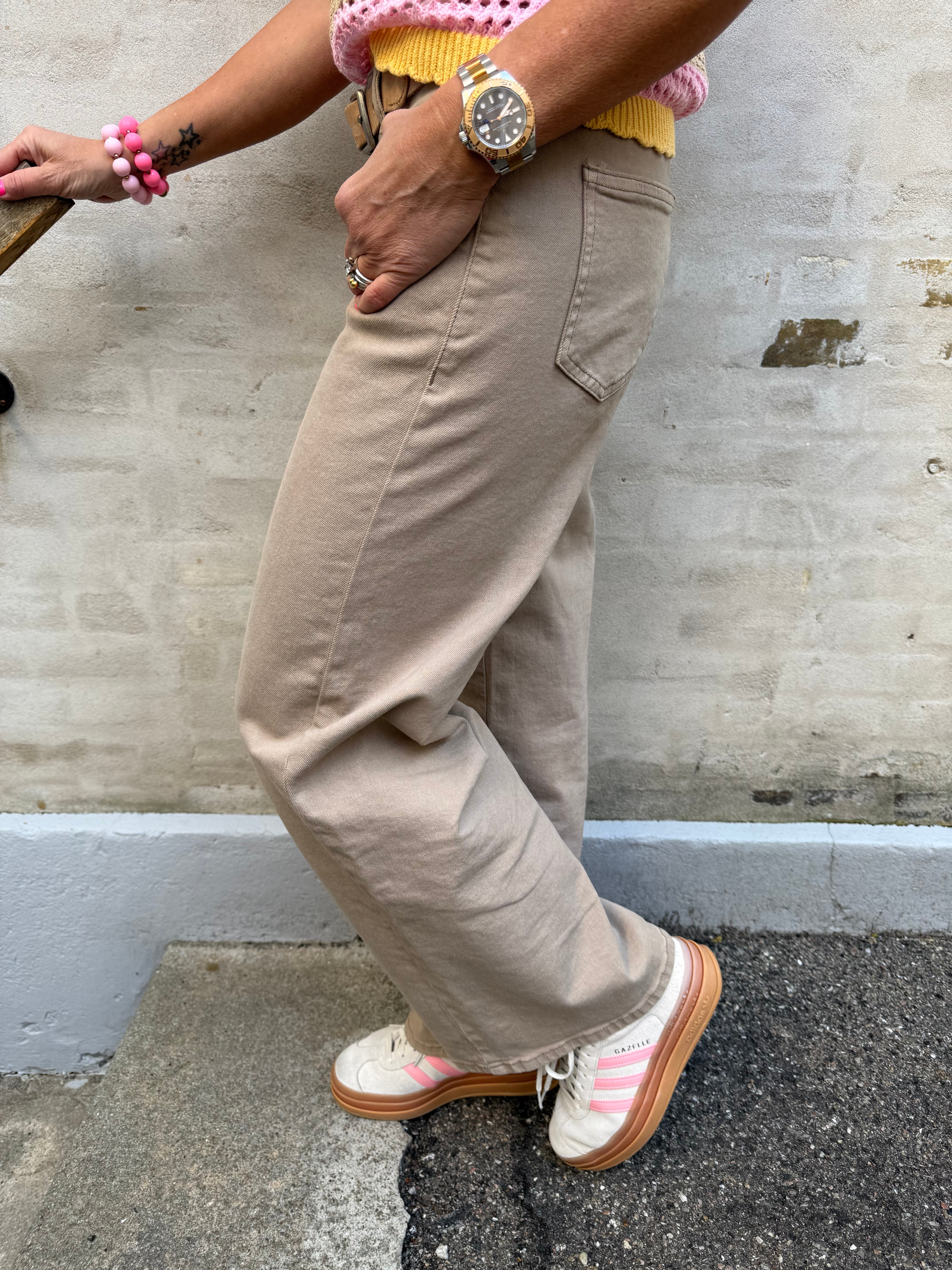 SELMA LW WIDE COLORED JEANS - Greige