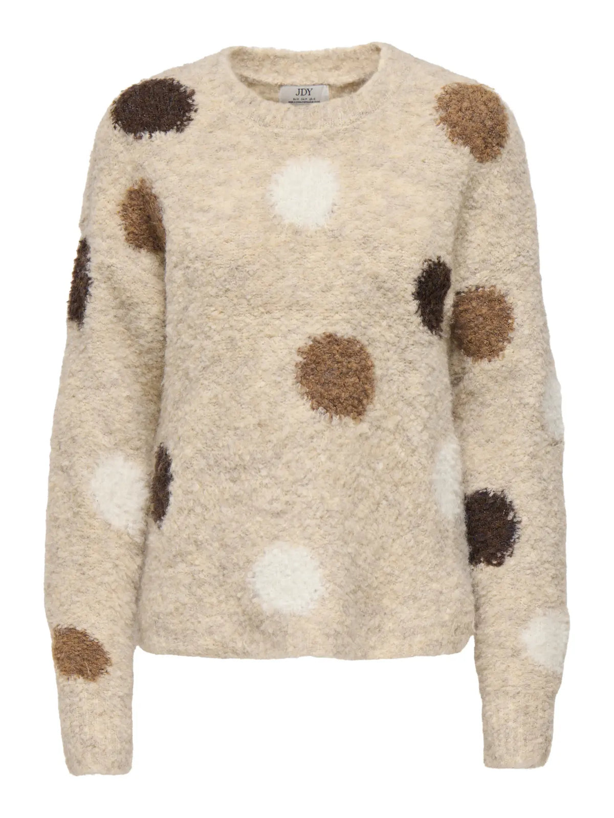 DOTTIE LS O-NECK DOT PULLOVER - Pussywillow Gray/SLATE BLACK TOFFEE