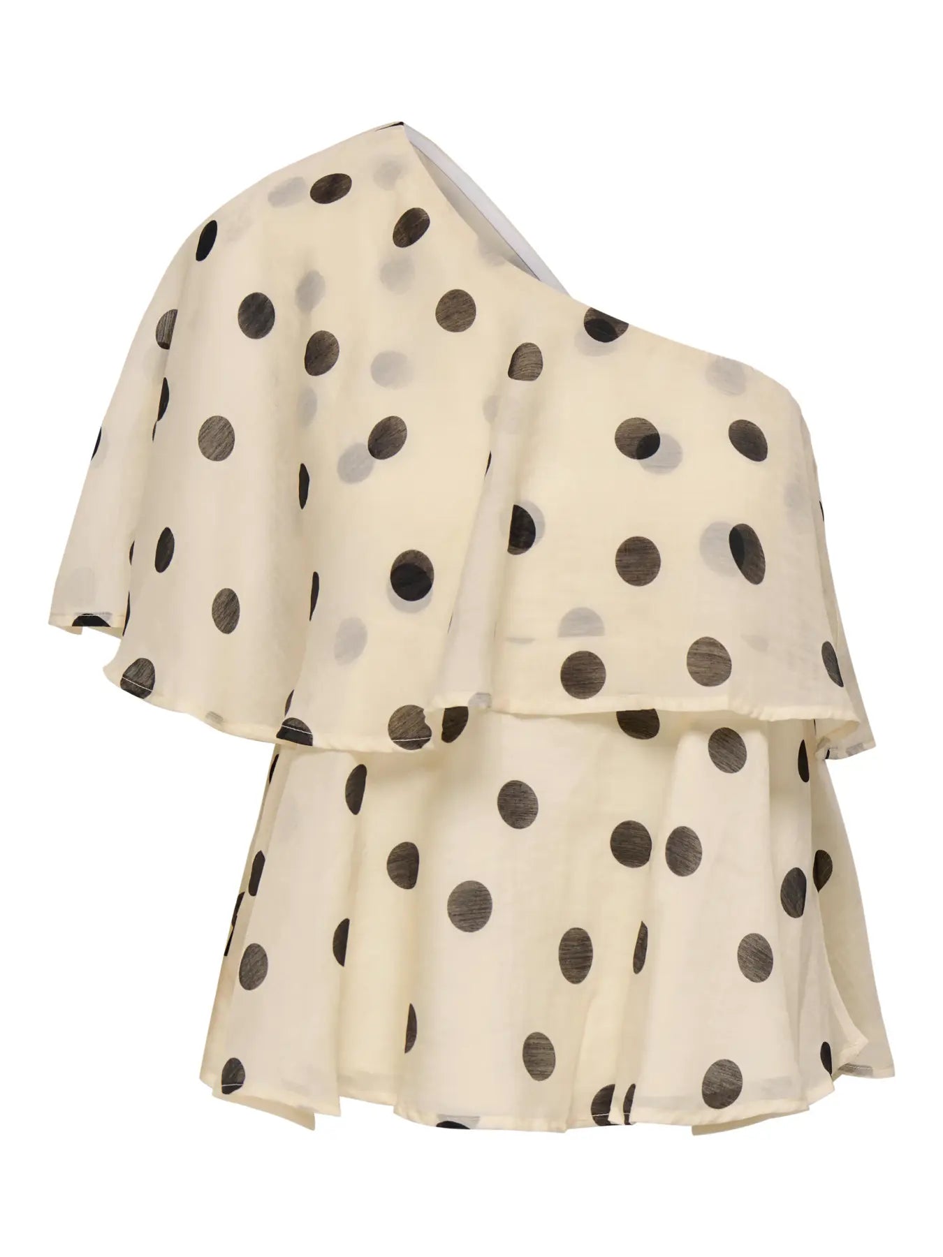 FAY LIFE ONE-SHOULDER TOP - Pristine BLACK DOT